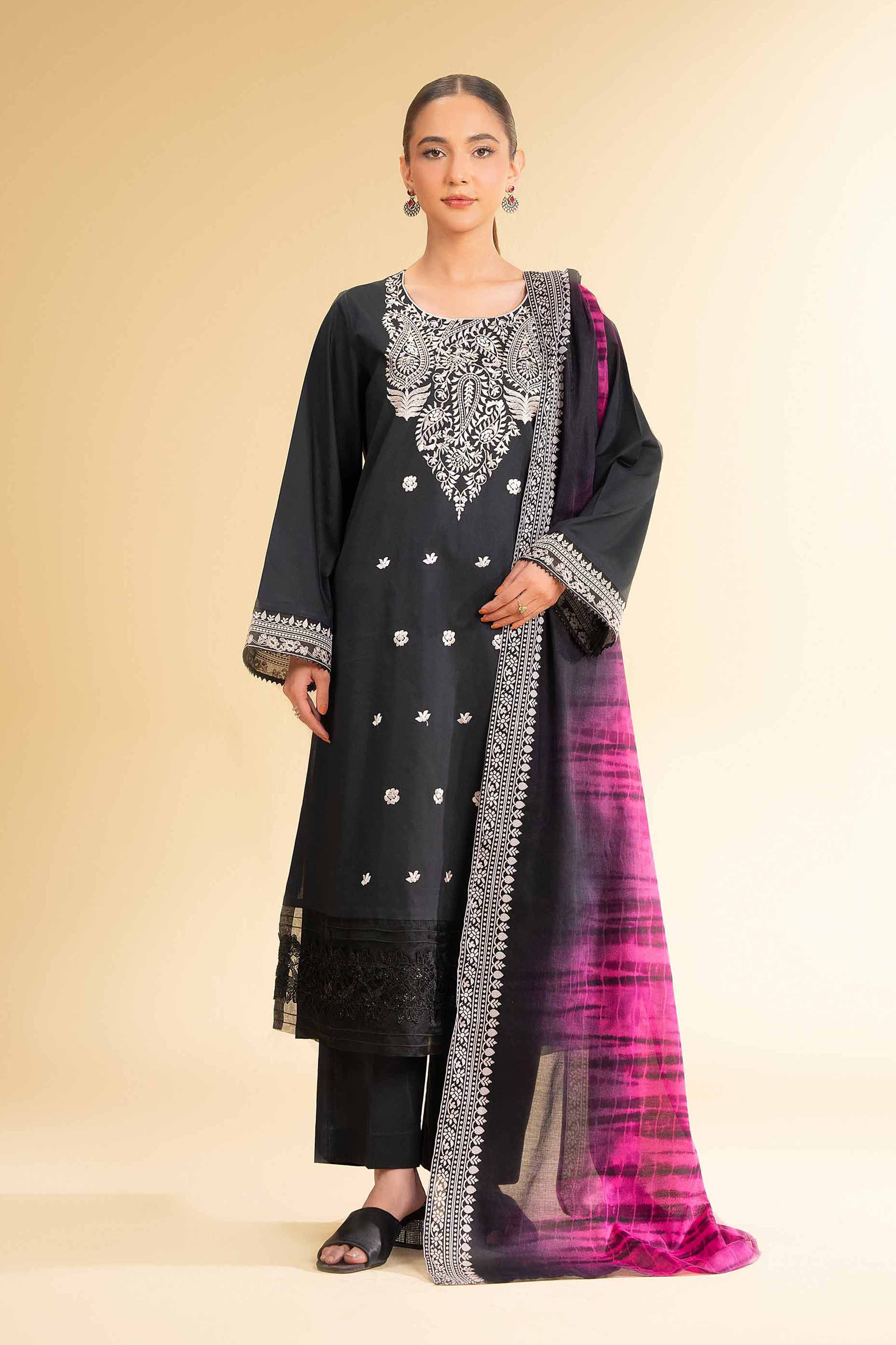 3 Piece - Printed Embroidered Suit - 42501654