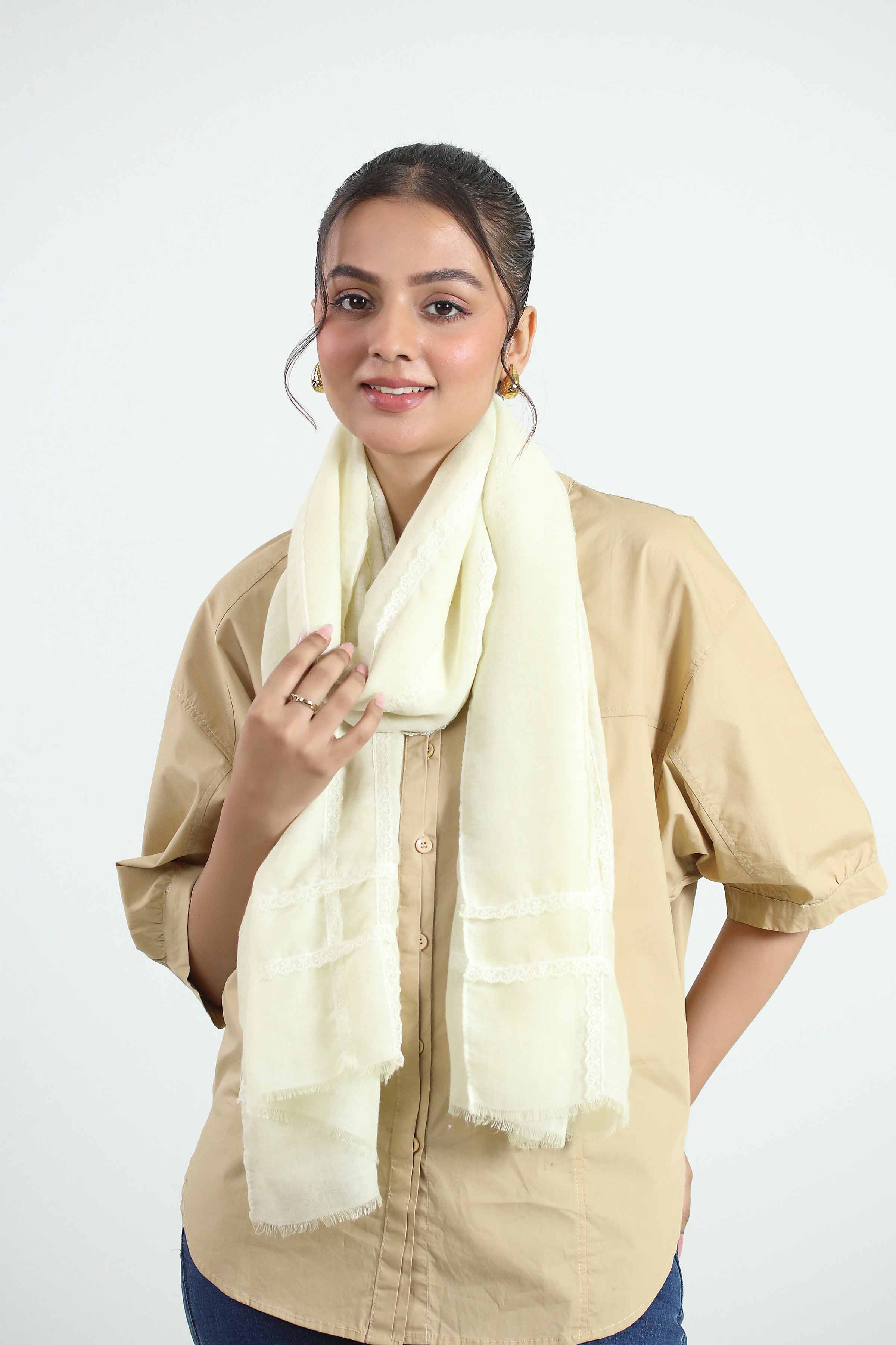 Beige Women Scarf-442822118