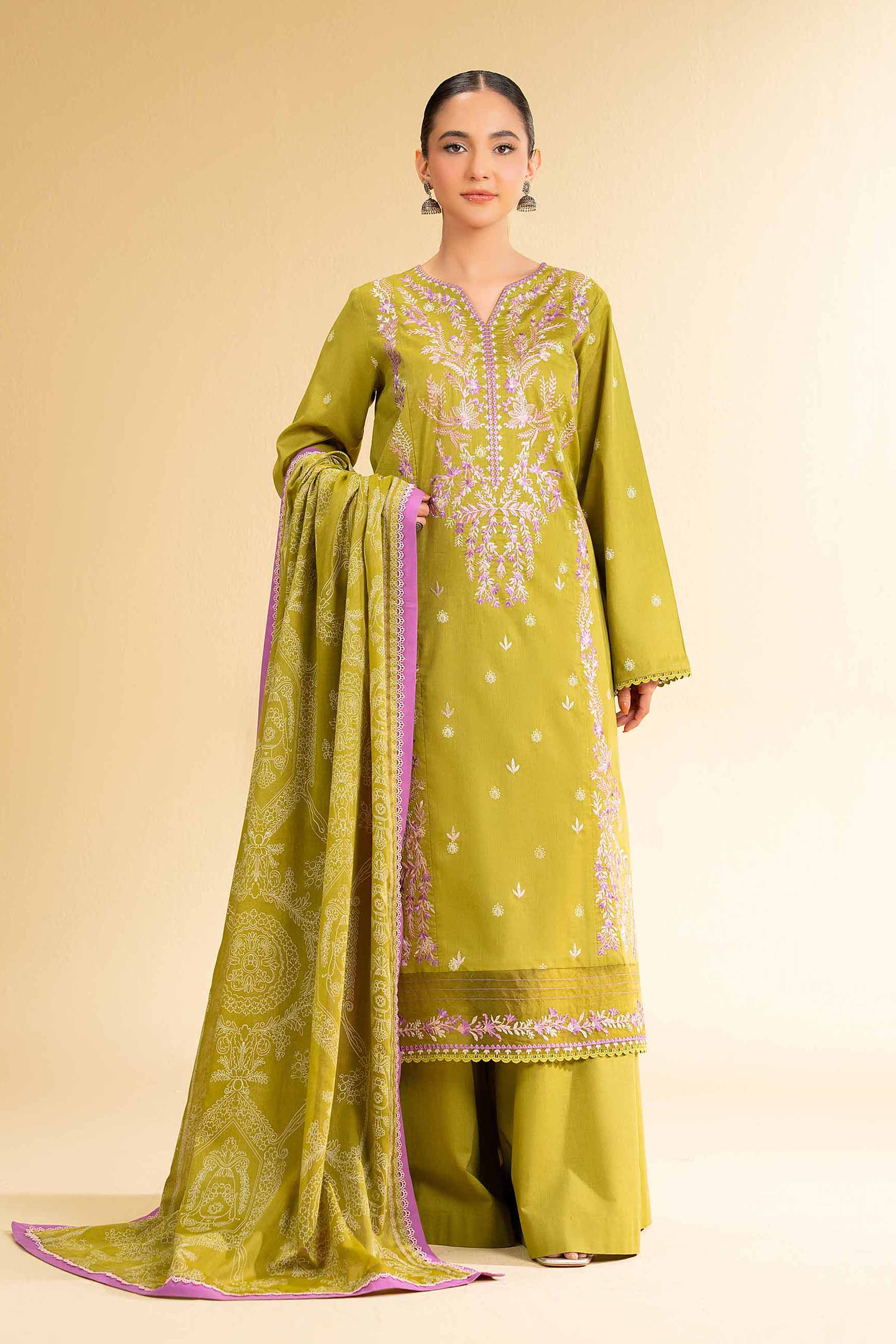 3 Piece -  Paste Printed Embroidered Suit - 42501810