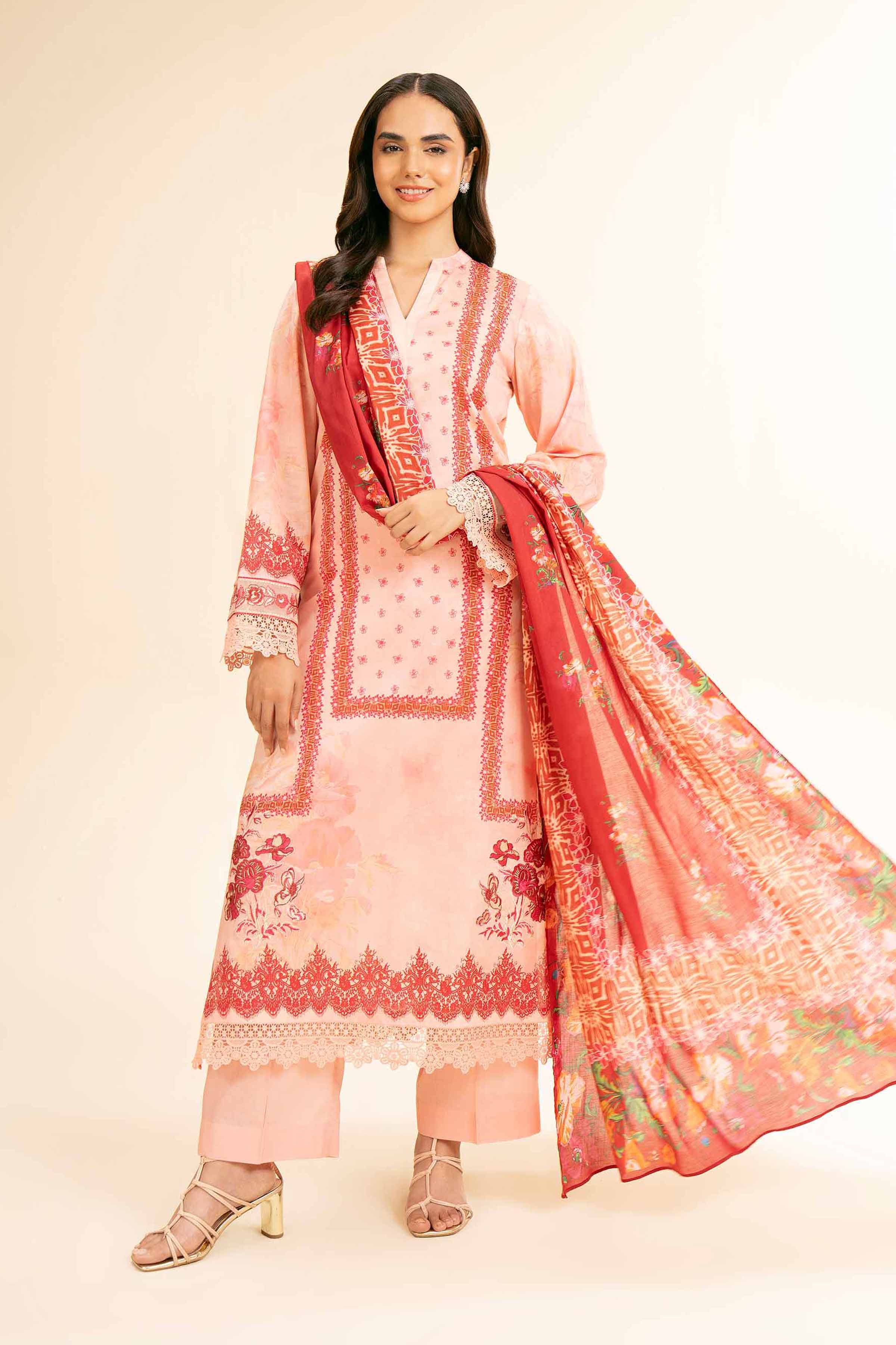3 Piece - Digital Printed Embroidered Suit - 42501185