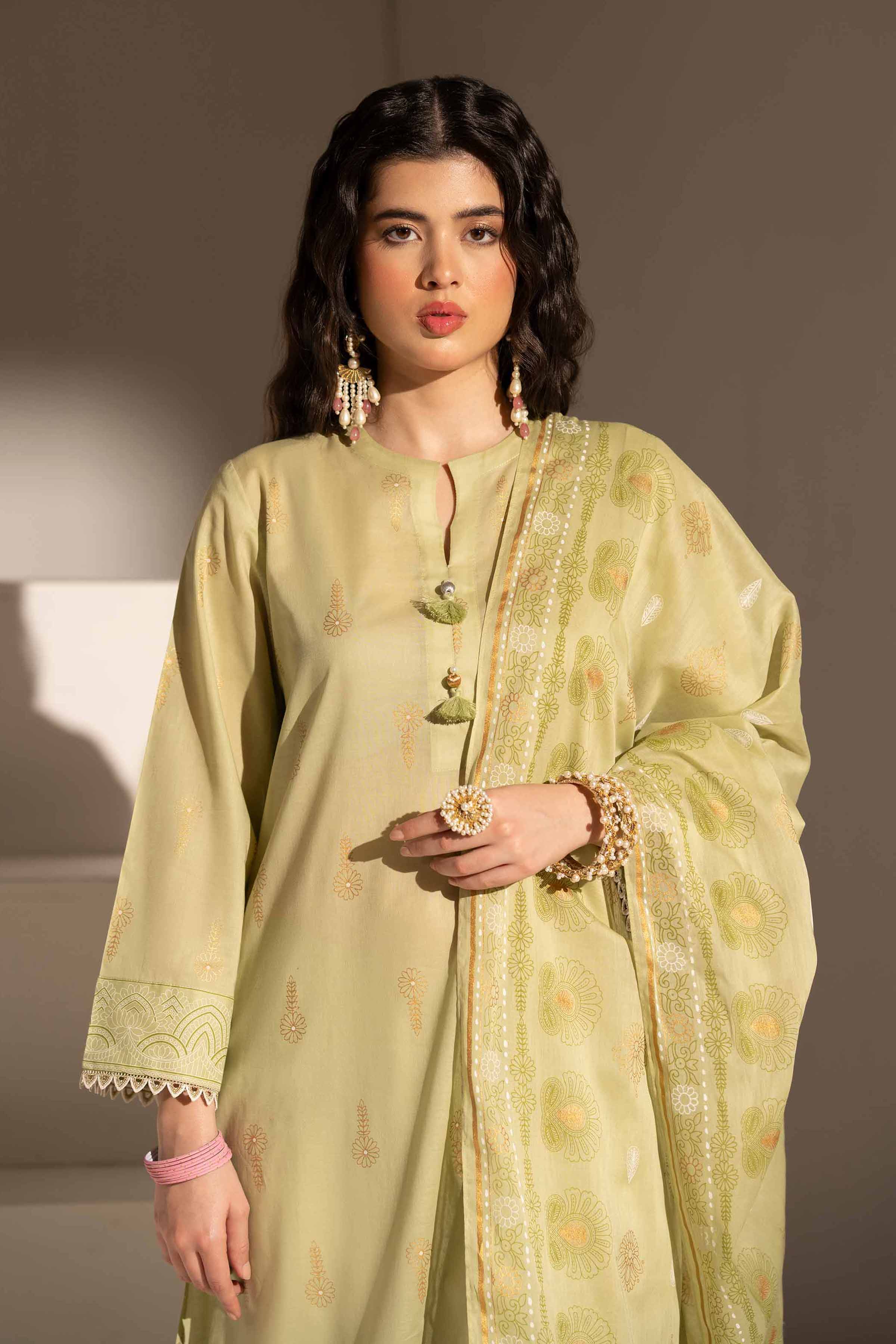 3 Piece - Printed Embroidered Suit - PE25-363