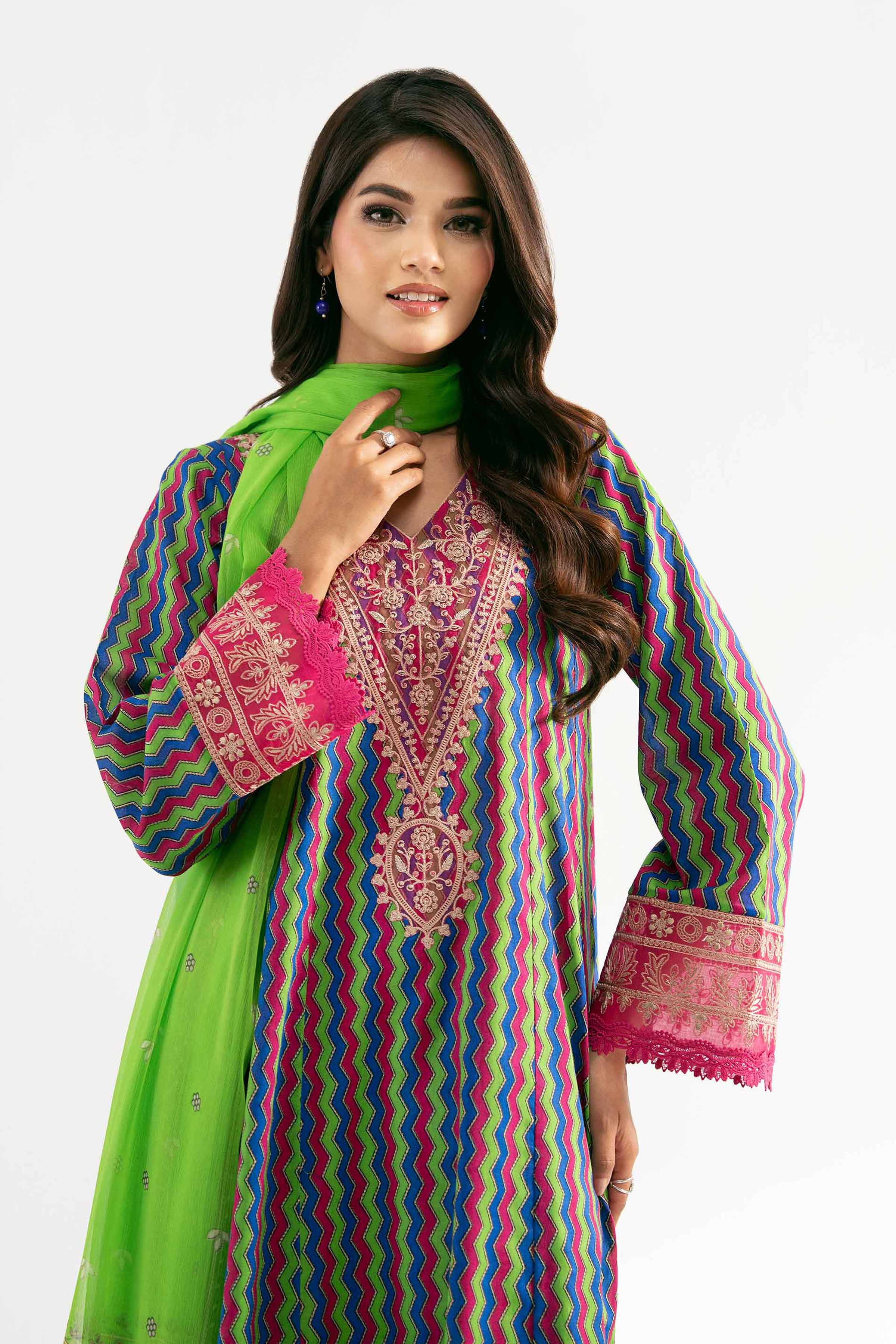 3 Piece - Digital Printed Embroidered Suit - 42501699