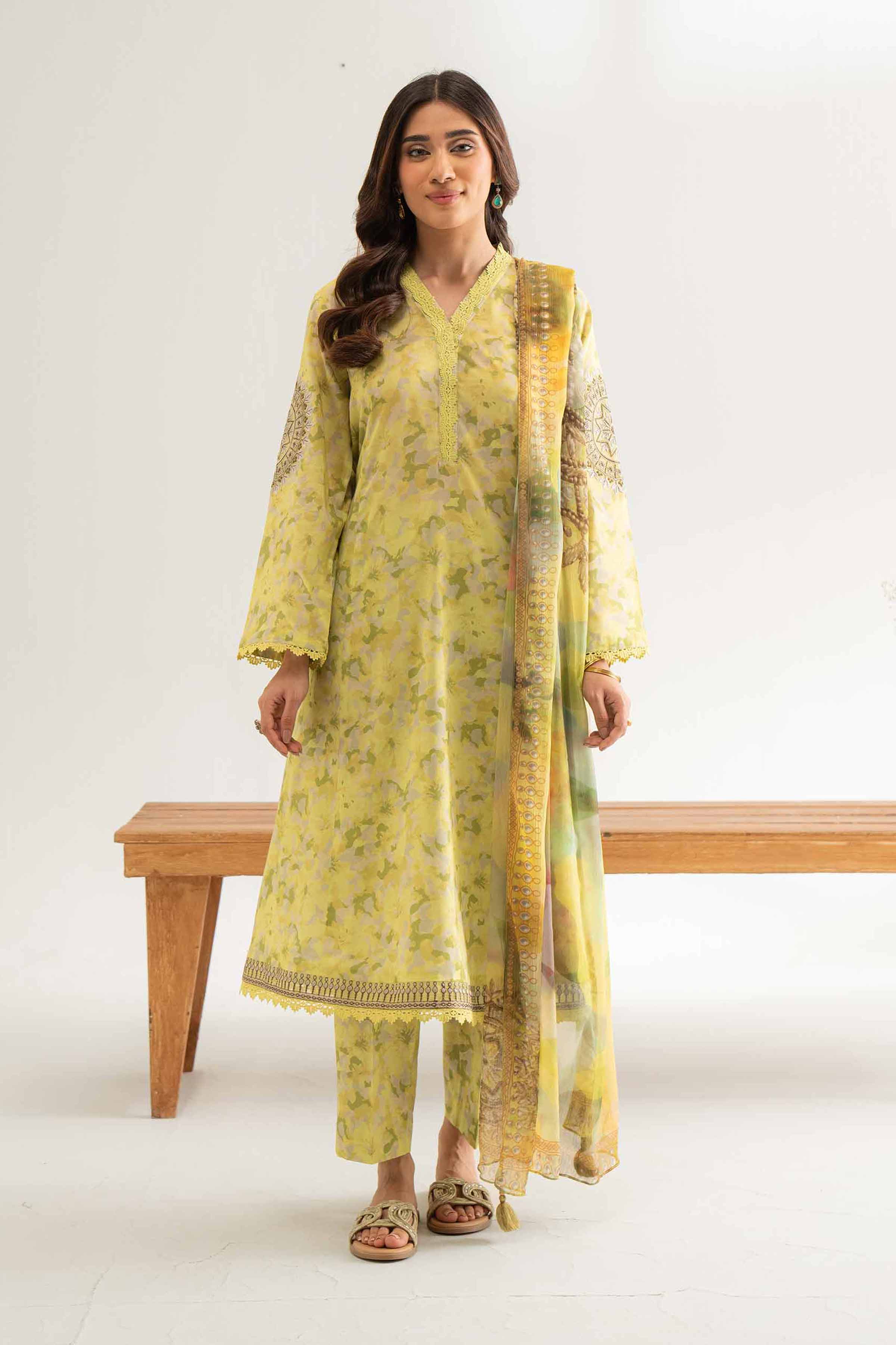 3 Piece - Digital Printed Embroidered Suit - 42501704