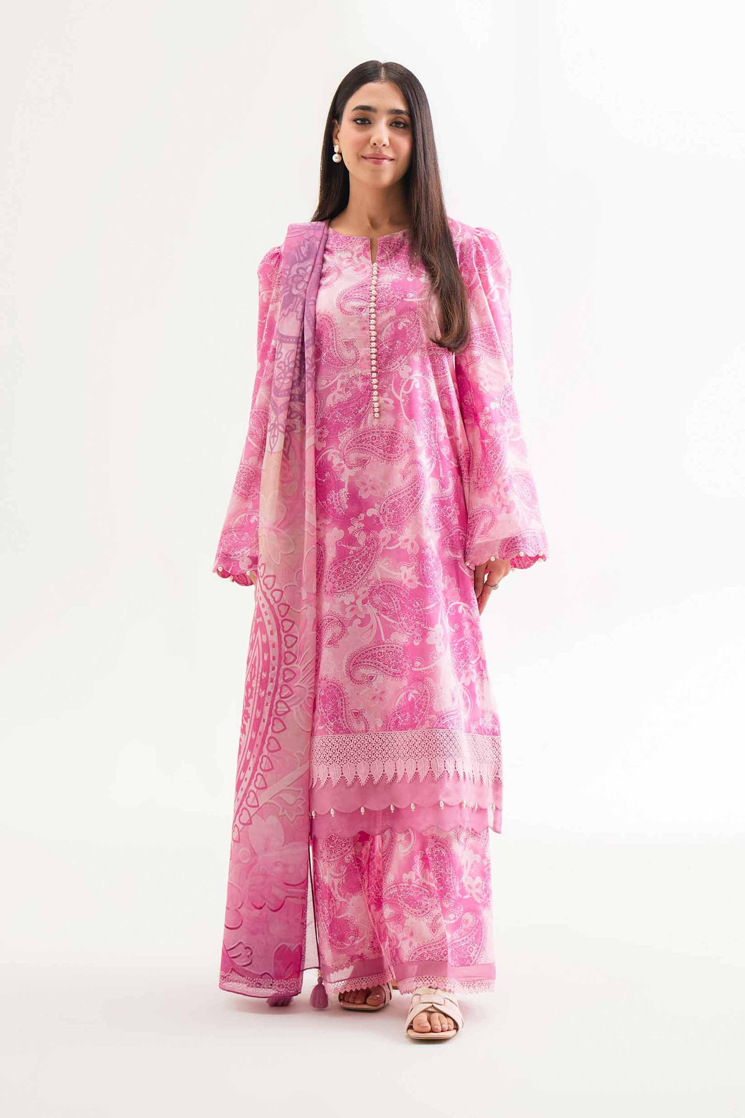 3 Piece - Digital Printed Embroidered Suit - 42501626