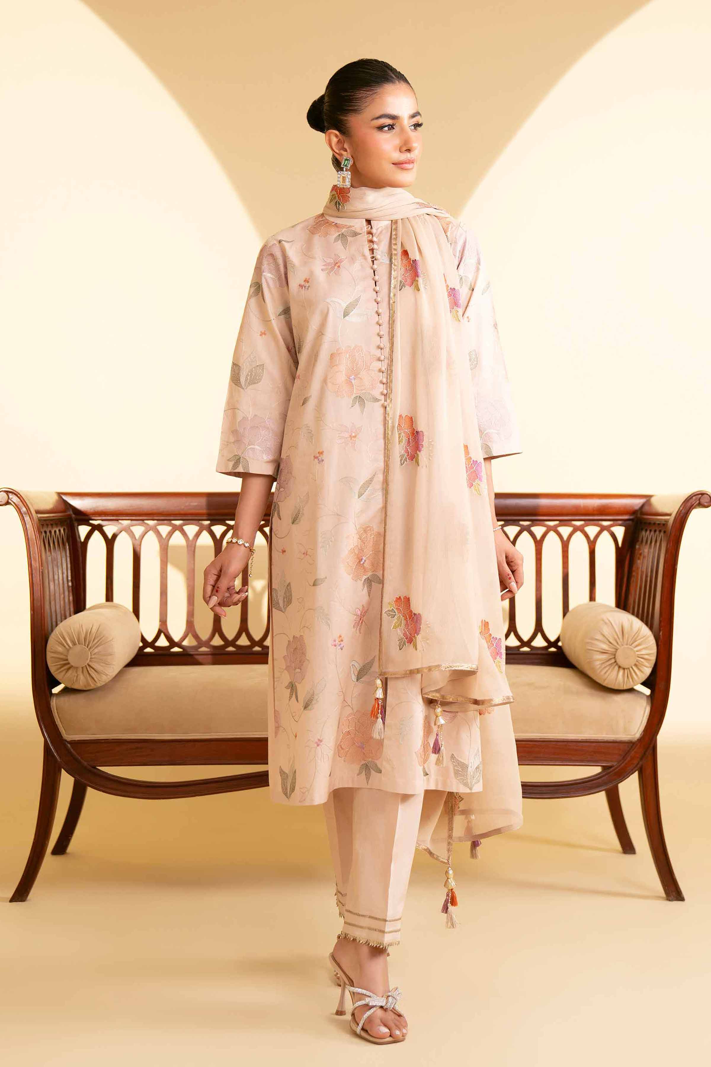 3 Piece - Embroidered Loose Fabric - 42519347