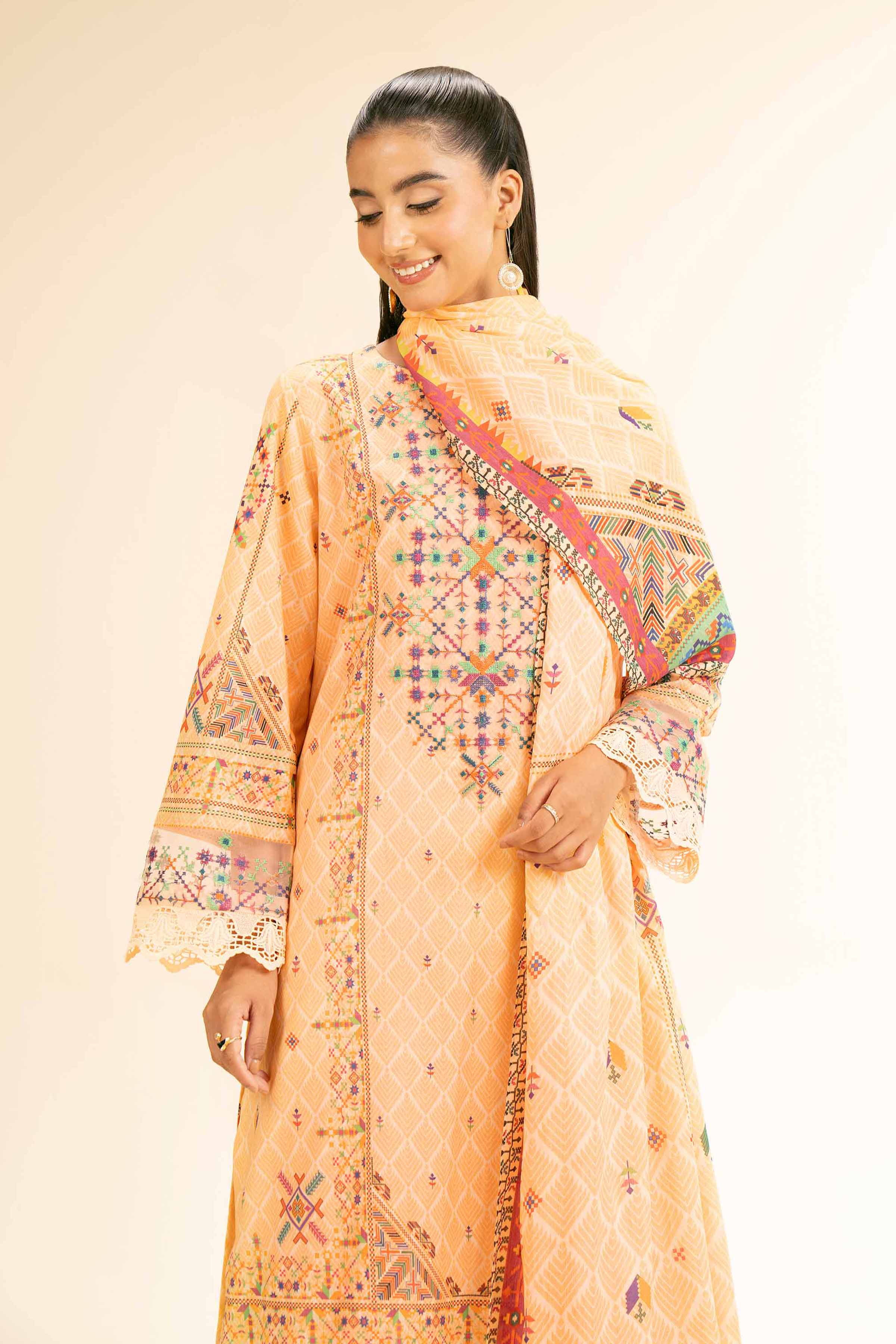 3 Piece - Digital Printed Embroidered Suit - 42501184