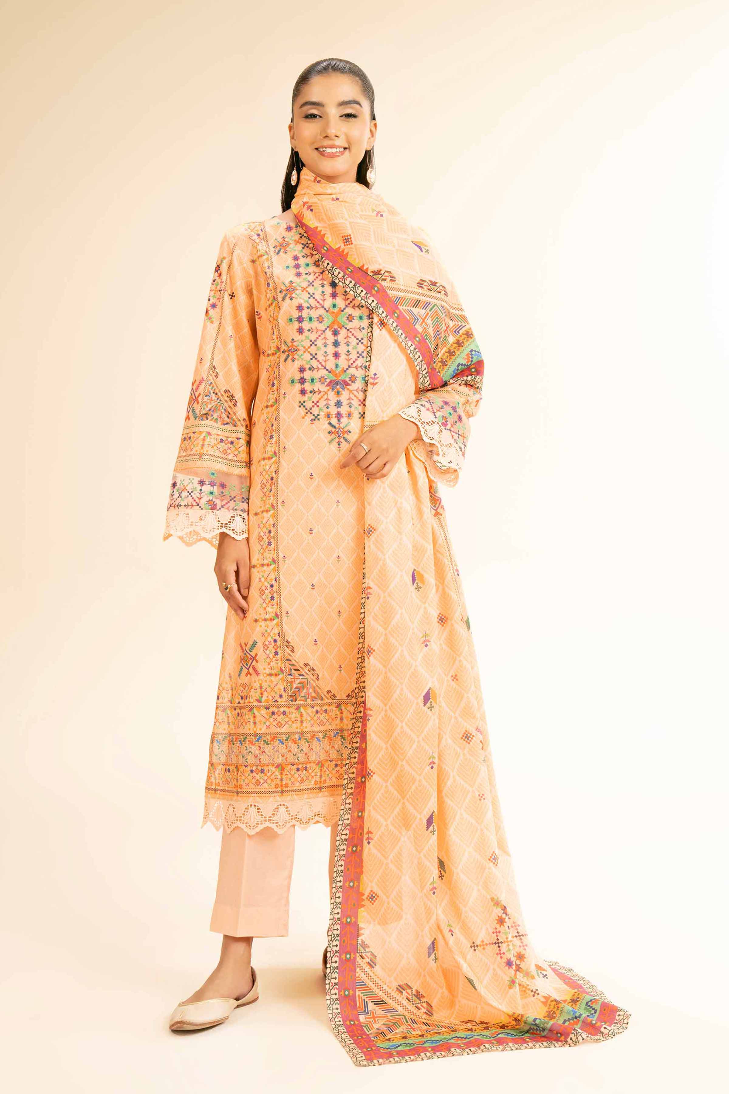 3 Piece - Digital Printed Embroidered Suit - 42501184