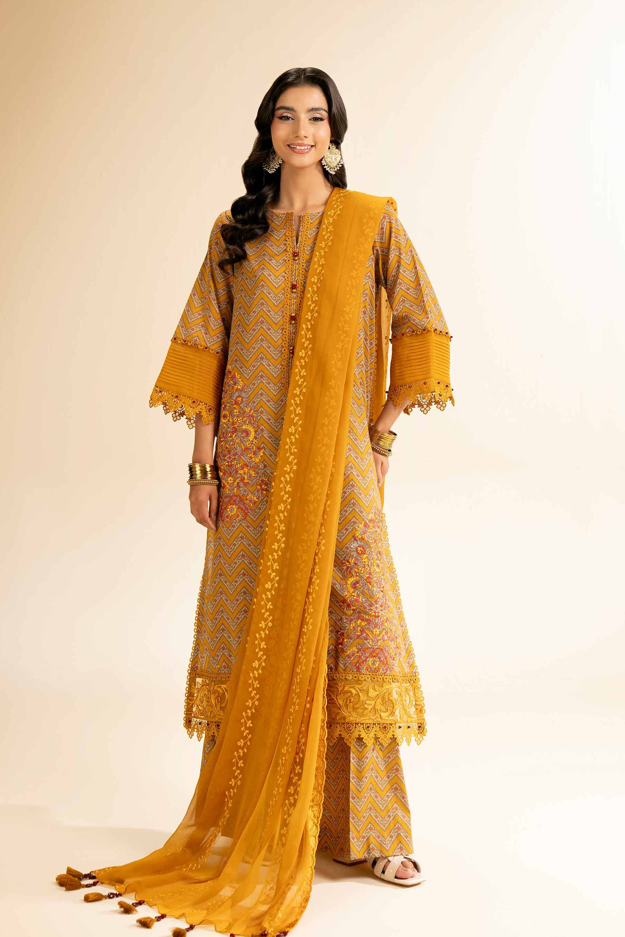 3 Piece - Printed Embroidered Suit - 42501285