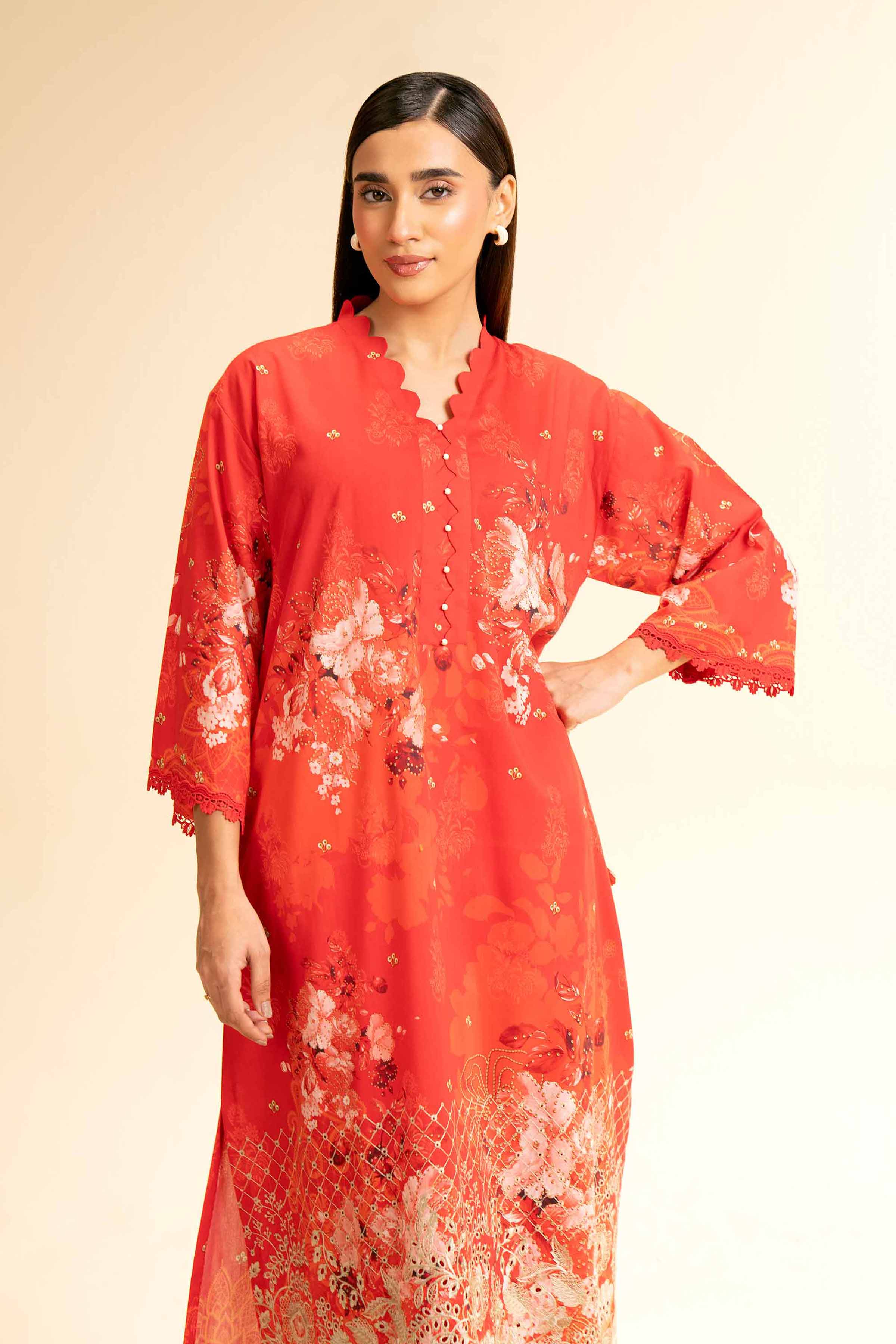 2 Piece - Digital Printed Embroidered Suit - 42501146