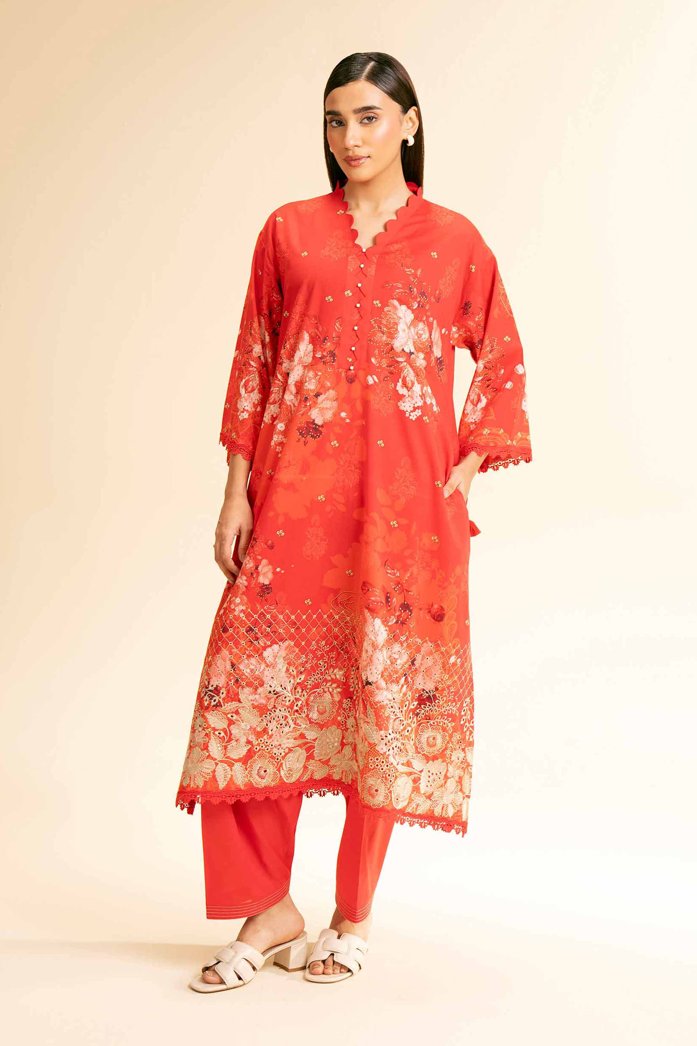 2 Piece - Digital Printed Embroidered Suit - 42501146