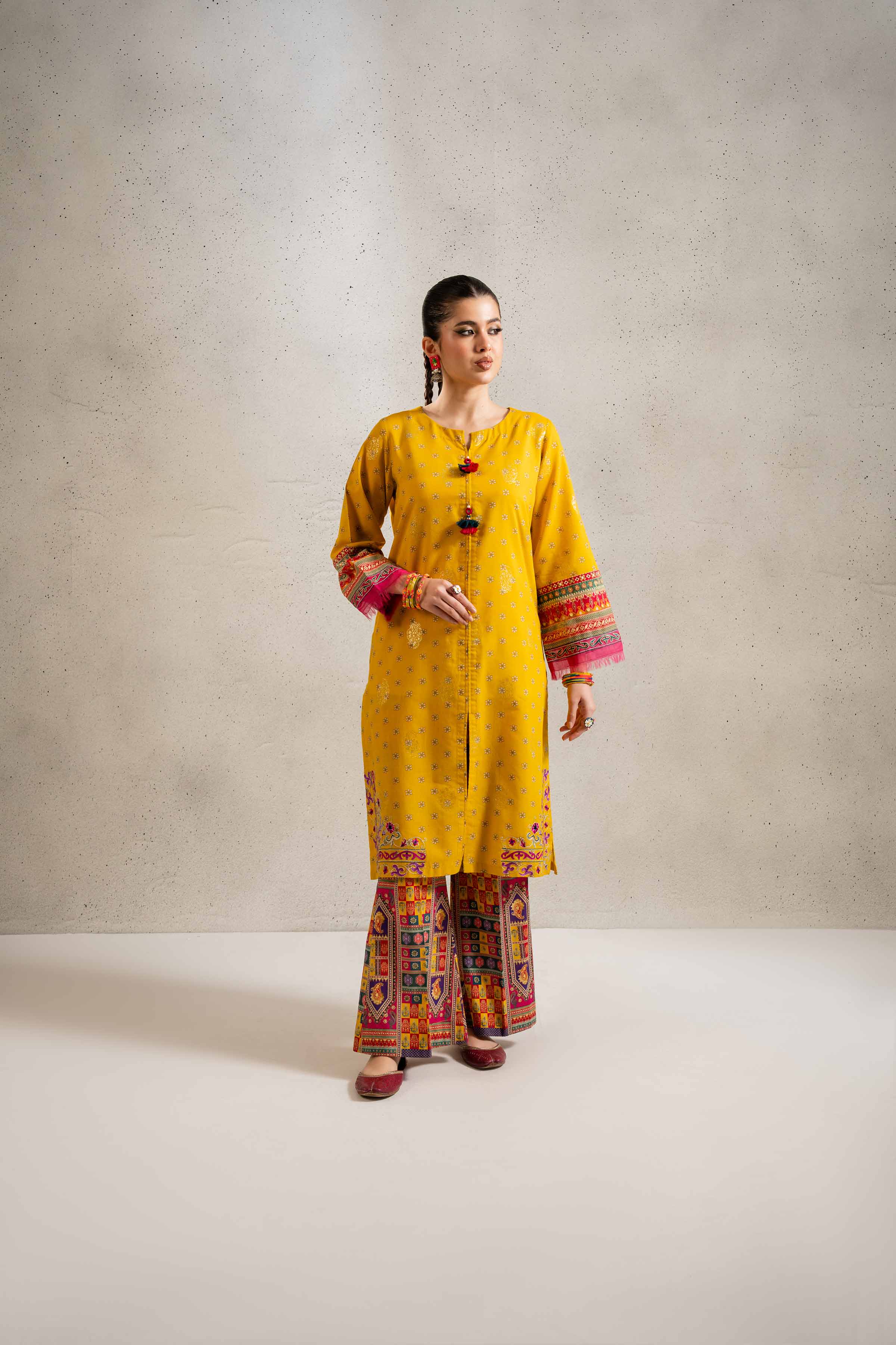 2 Piece - Printed Embroidered Suit - PE25-97