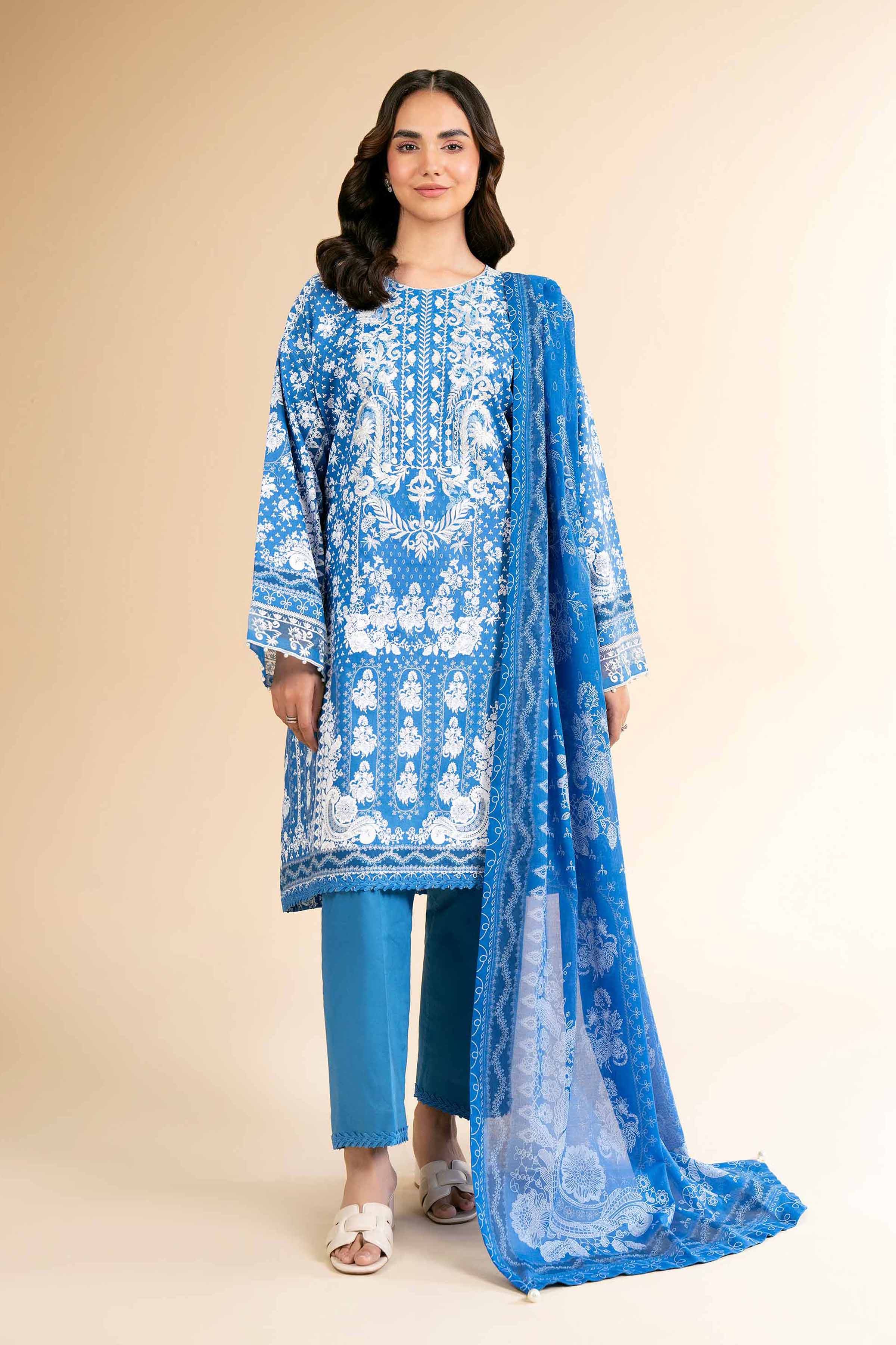 3 Piece - Flatbed Paste Embroidered Suit - 42501664