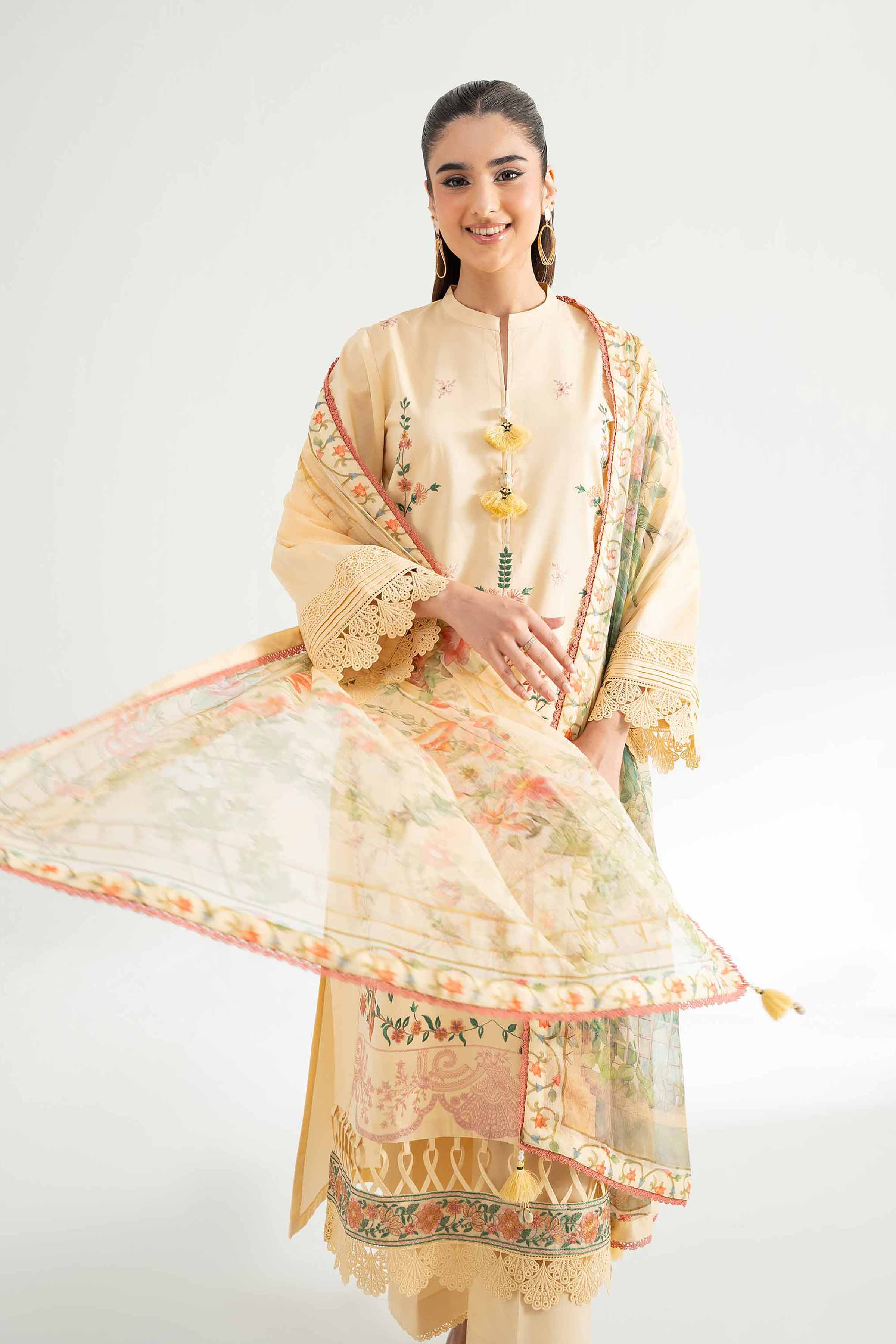 3 Piece - Digital Printed Embroidered Suit - 42502113