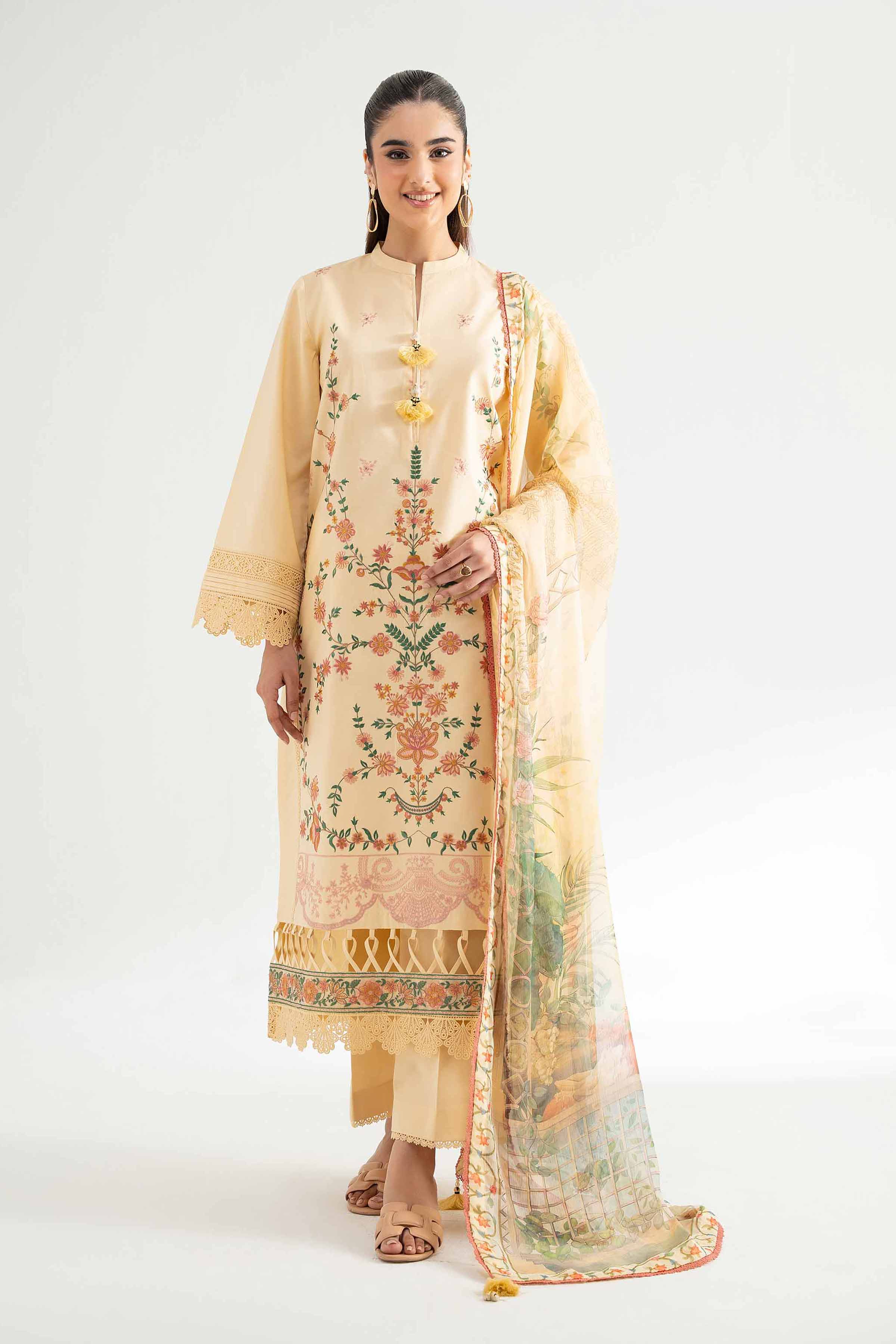 3 Piece - Digital Printed Embroidered Suit - 42502113