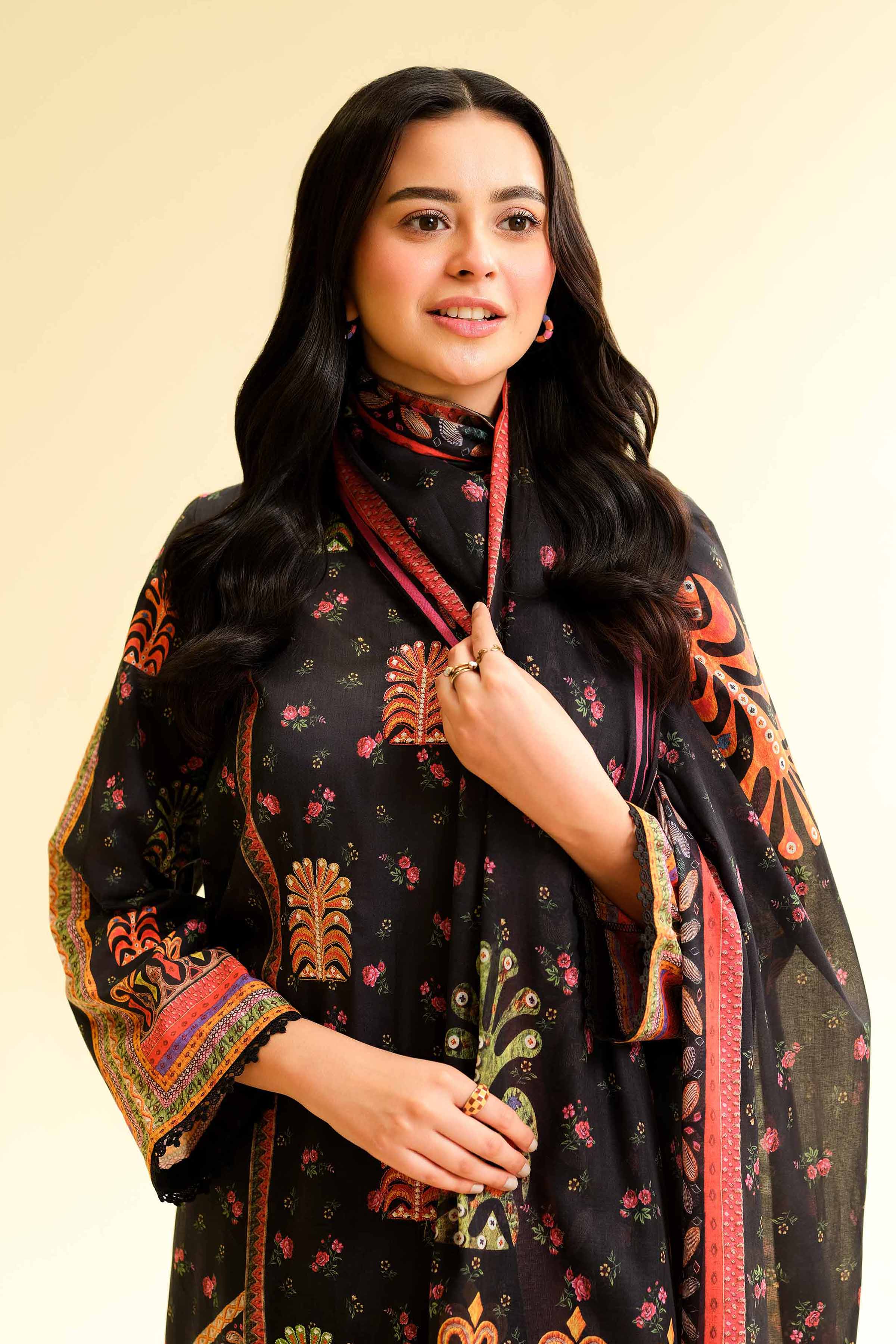 3 Piece - Digital Printed Embroidered Suit - 42501429