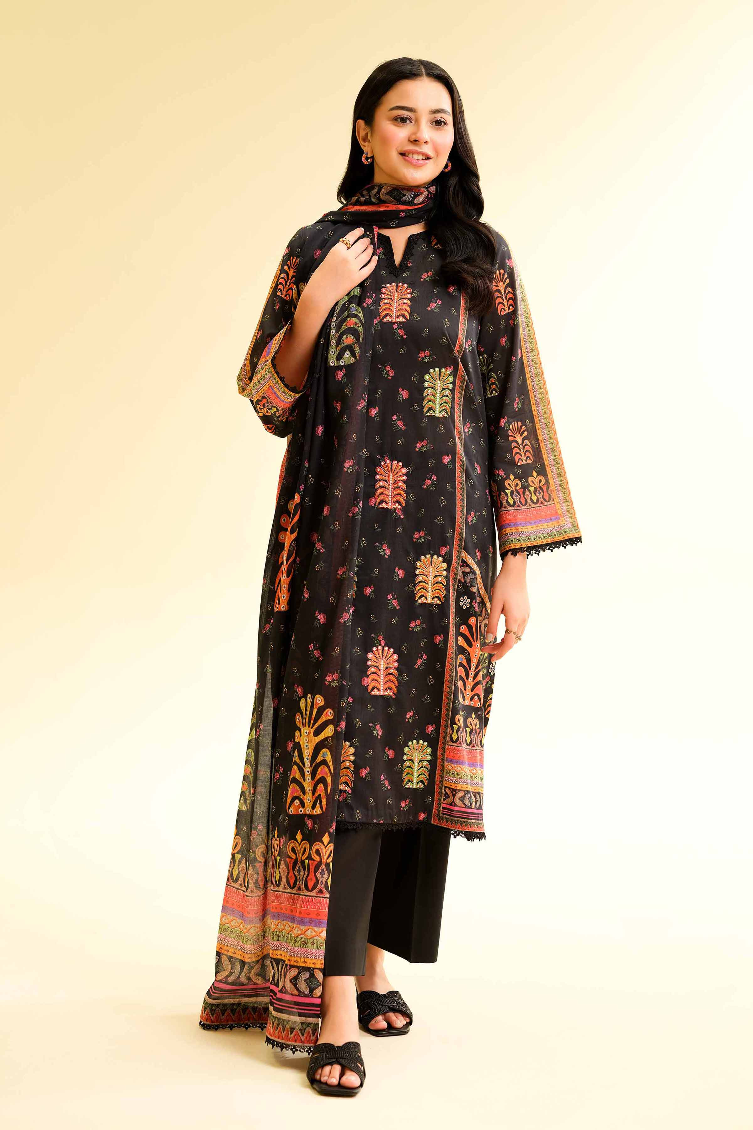 3 Piece - Digital Printed Embroidered Suit - 42501429