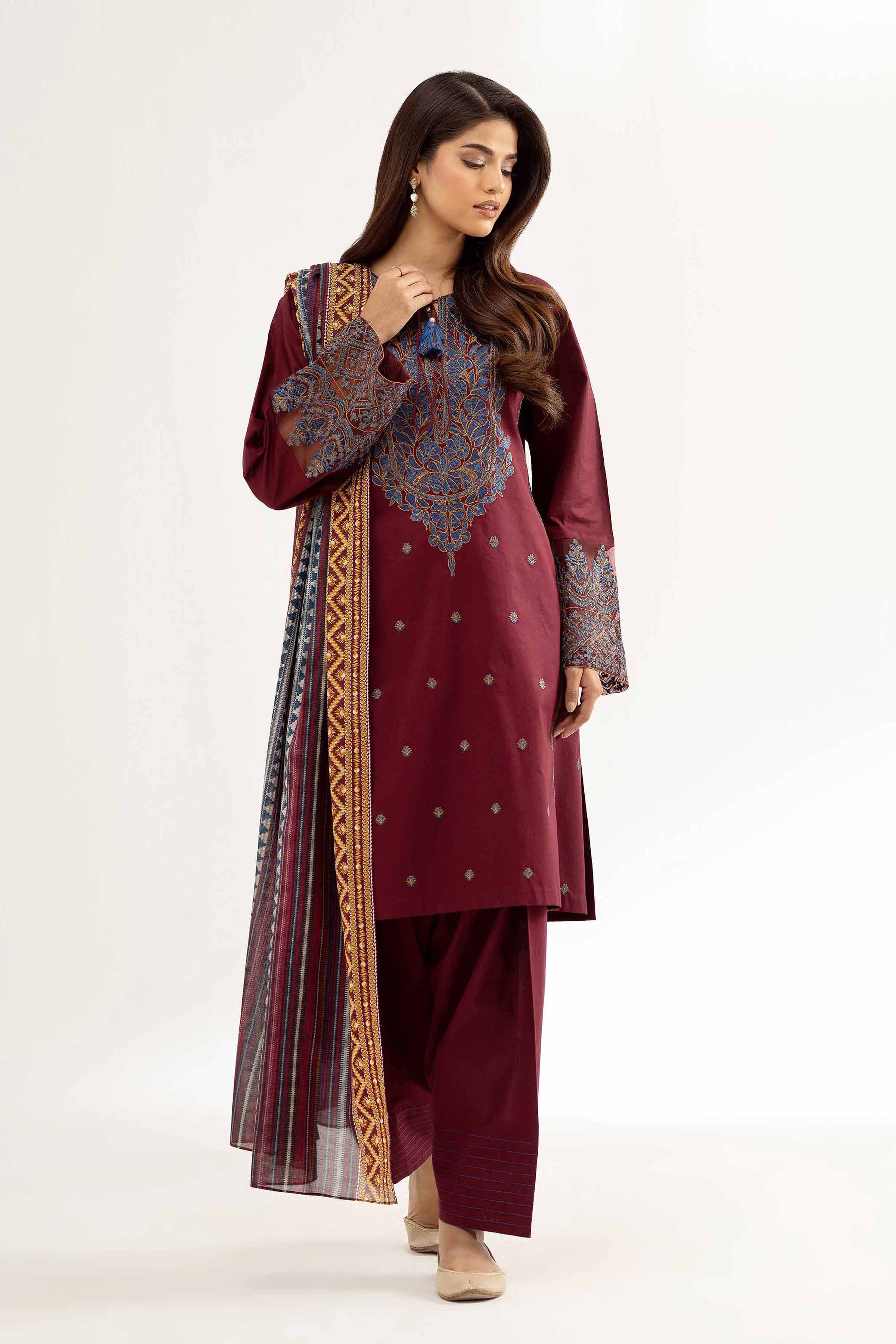 3 Piece - Printed Embroidered Suit - 42501653