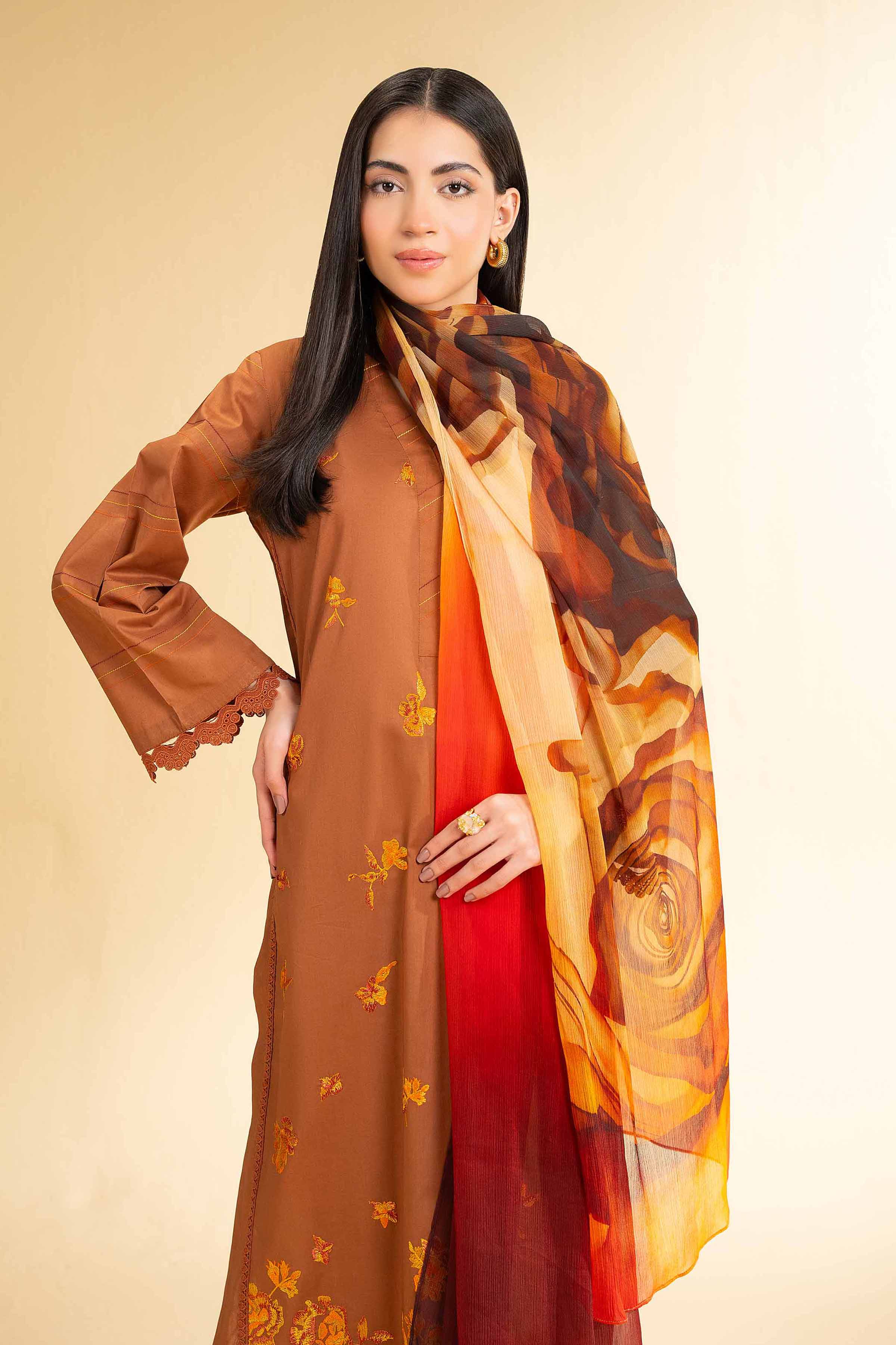 3 Piece - Digital Printed Embroidered Suit - 42501616