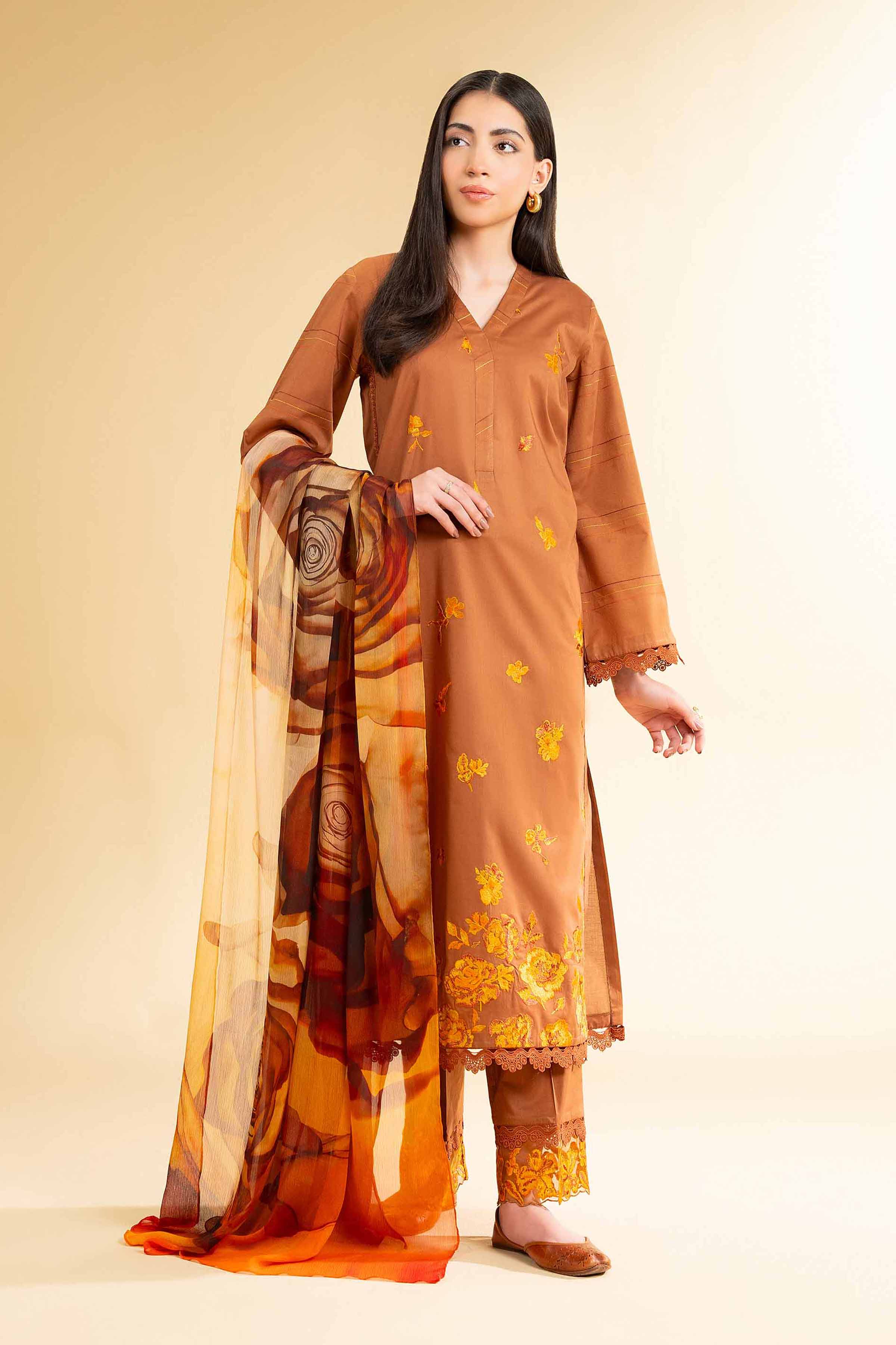 3 Piece - Digital Printed Embroidered Suit - 42501616