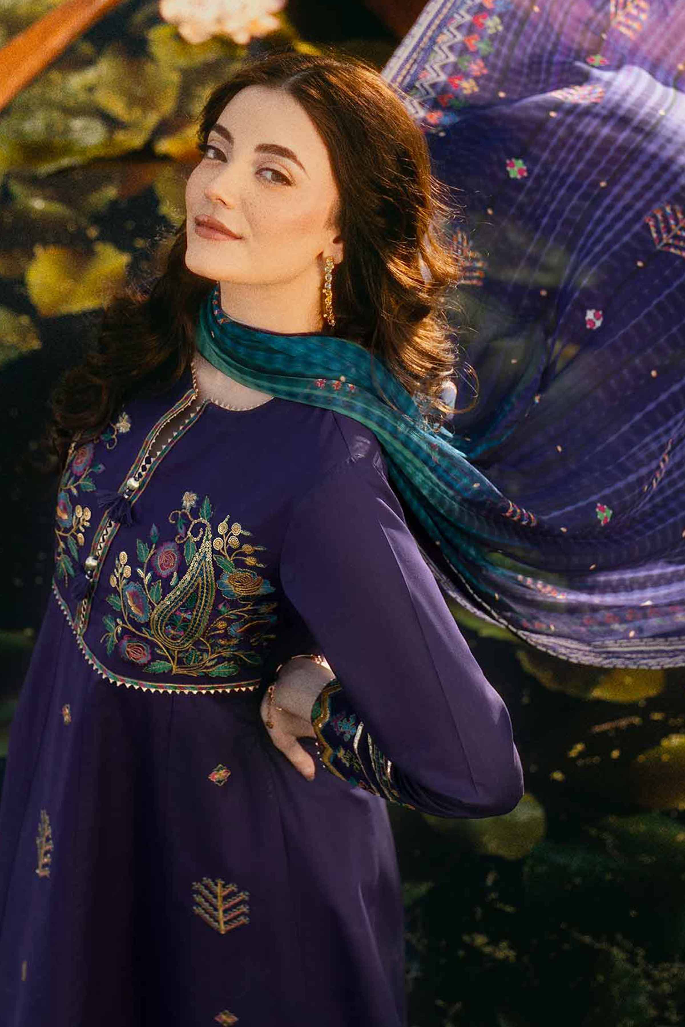 3 Piece - Digital Printed Embroidered Suit - 42502106
