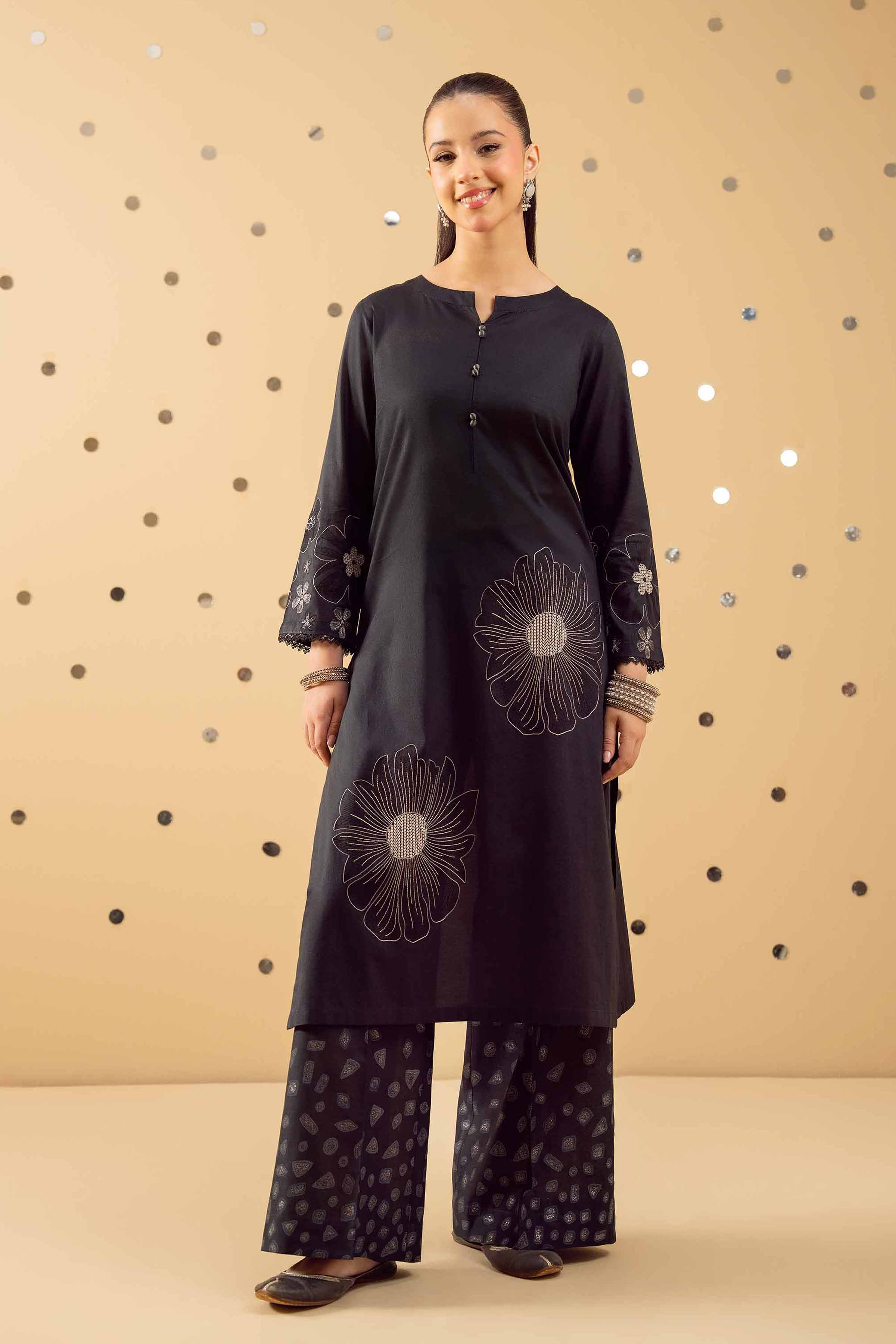 2 Piece - Printed Embroidered Suit - PE25-448