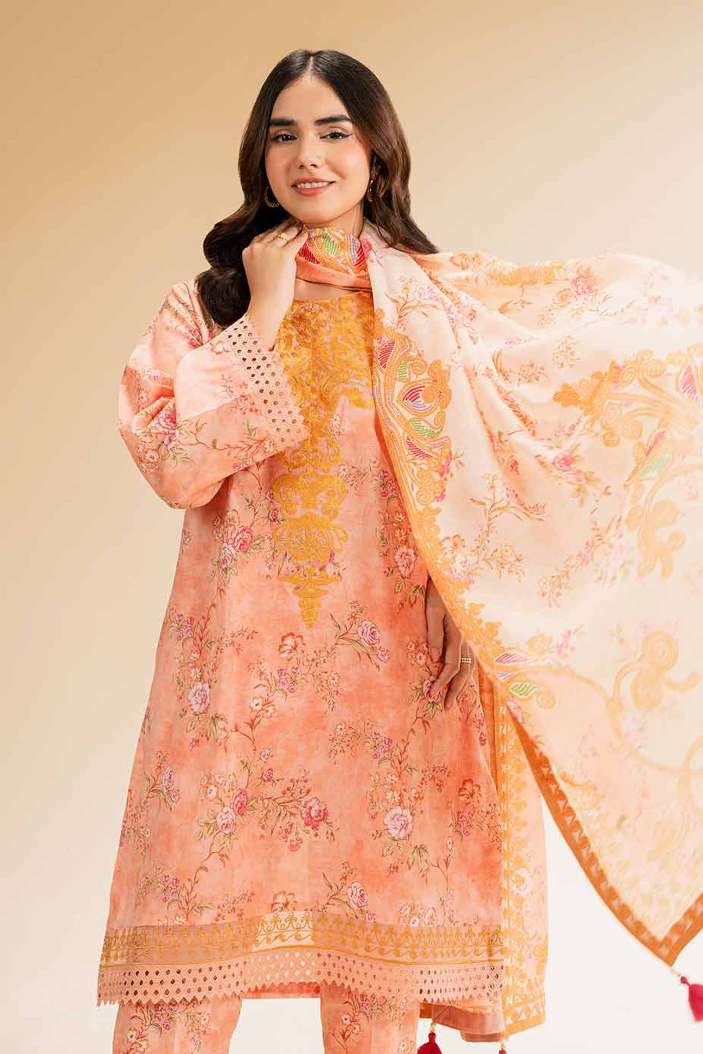 3 Piece - Printed Embroidered Suit - 42501310