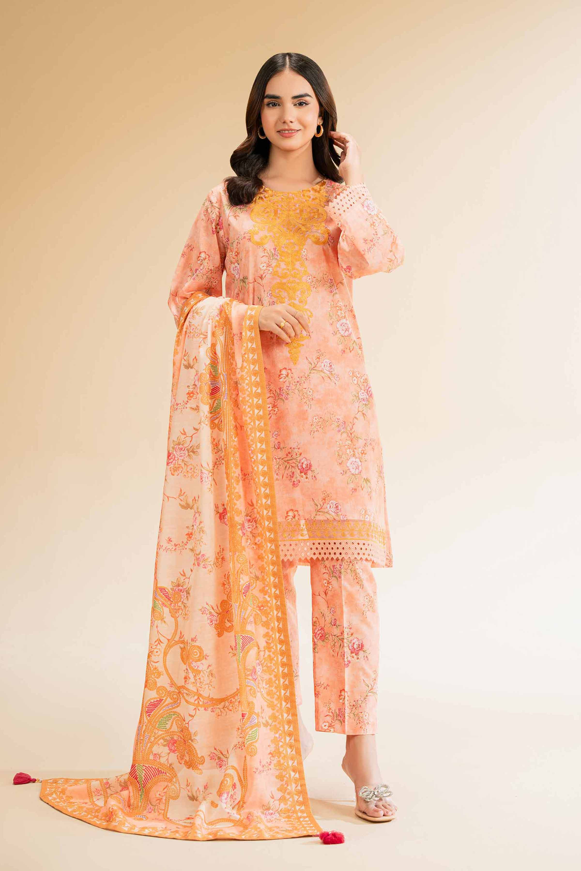 3 Piece - Printed Embroidered Suit - 42501310