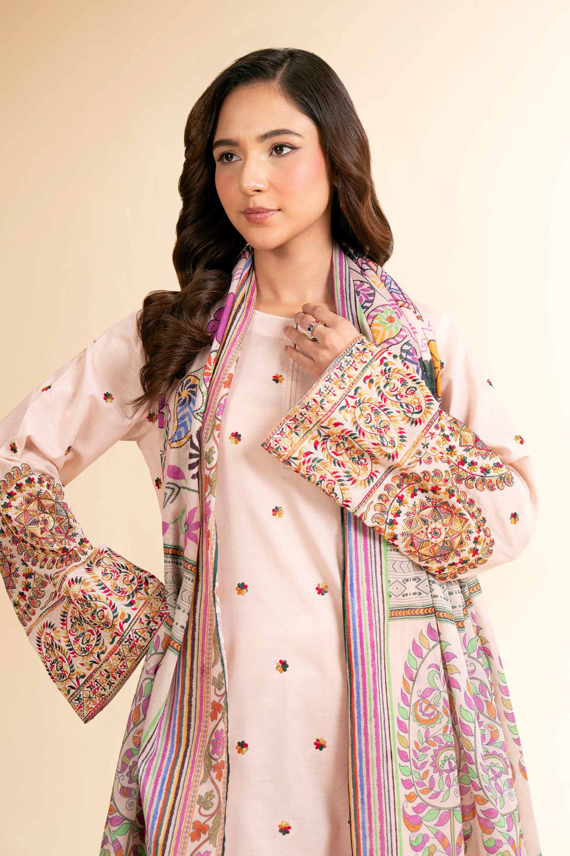 3 Piece - Digital Printed Embroidered Suit - 42501581