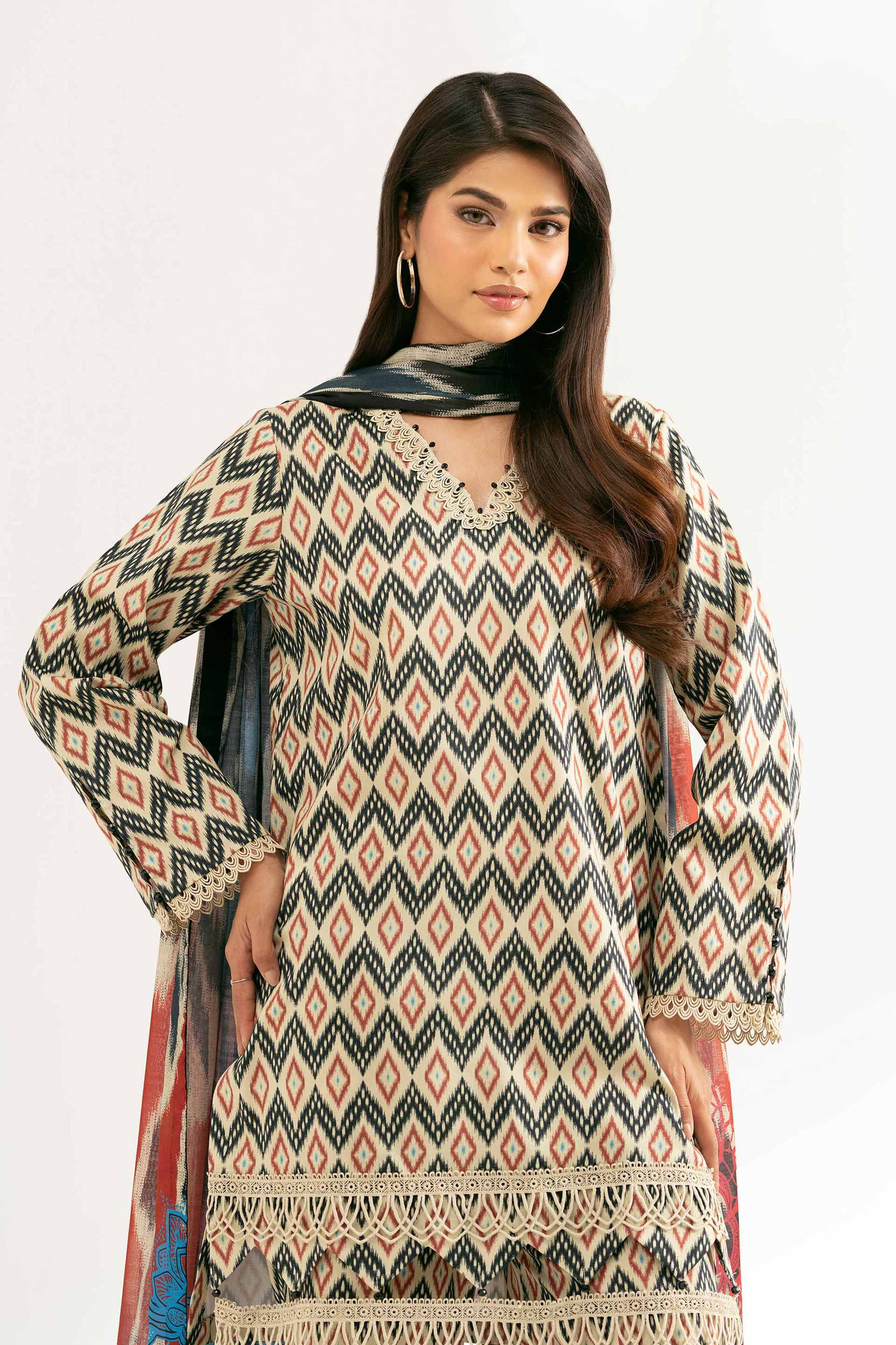 3 Piece - Digital Printed Embroidered Suit - 42501619