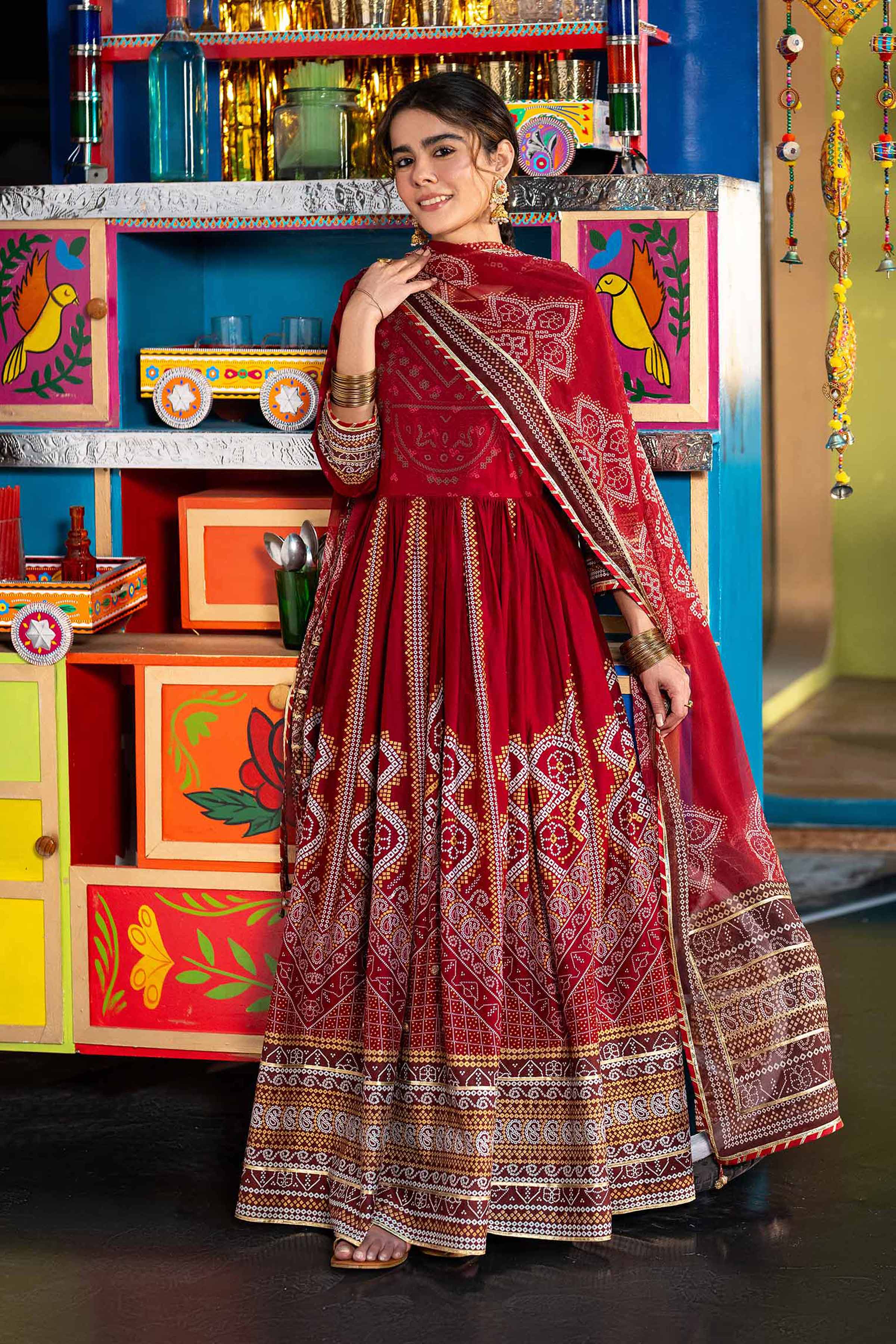 2 Piece - Printed Embroidered Suit - KFE25-63