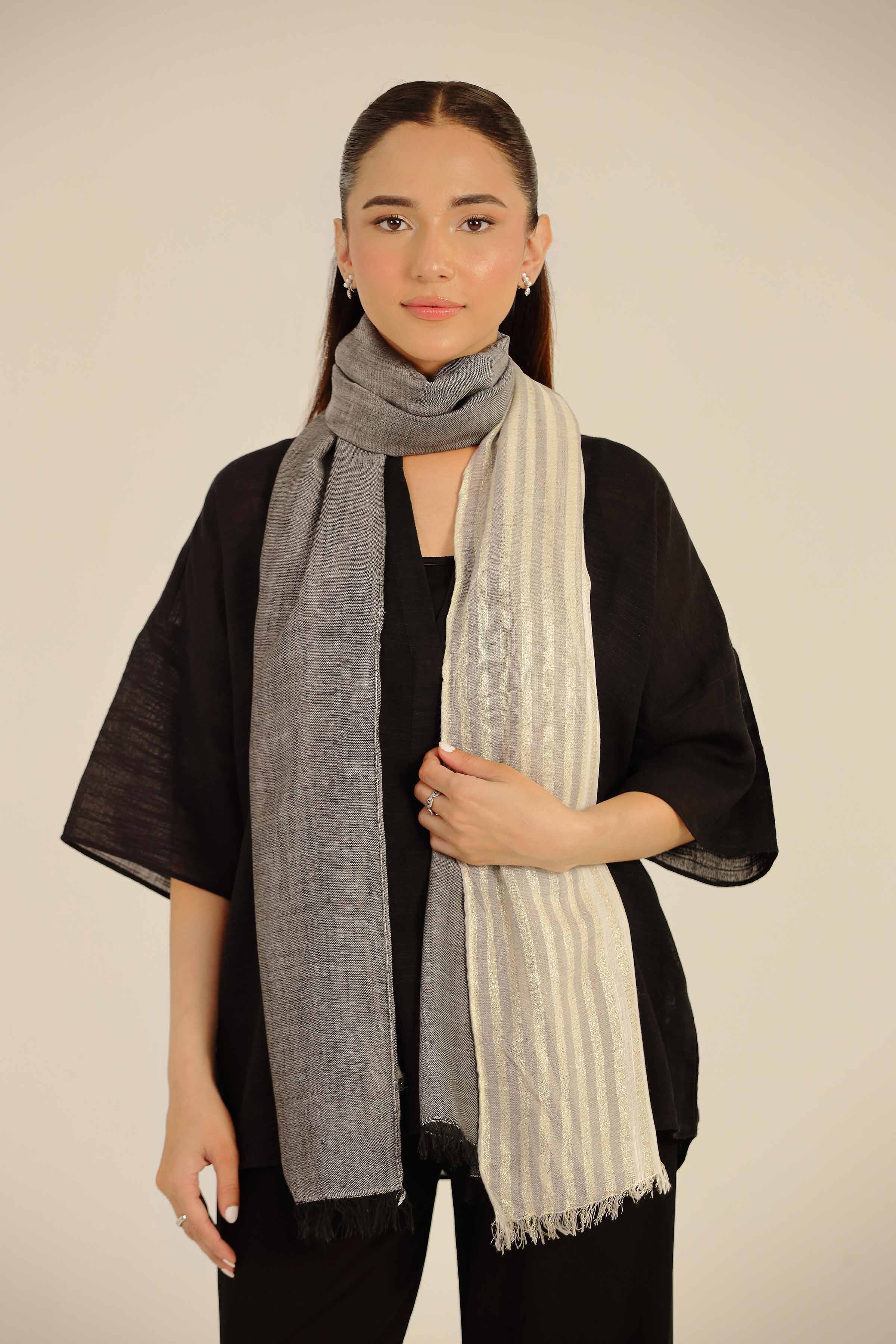 Grey Women Scarf-442462111