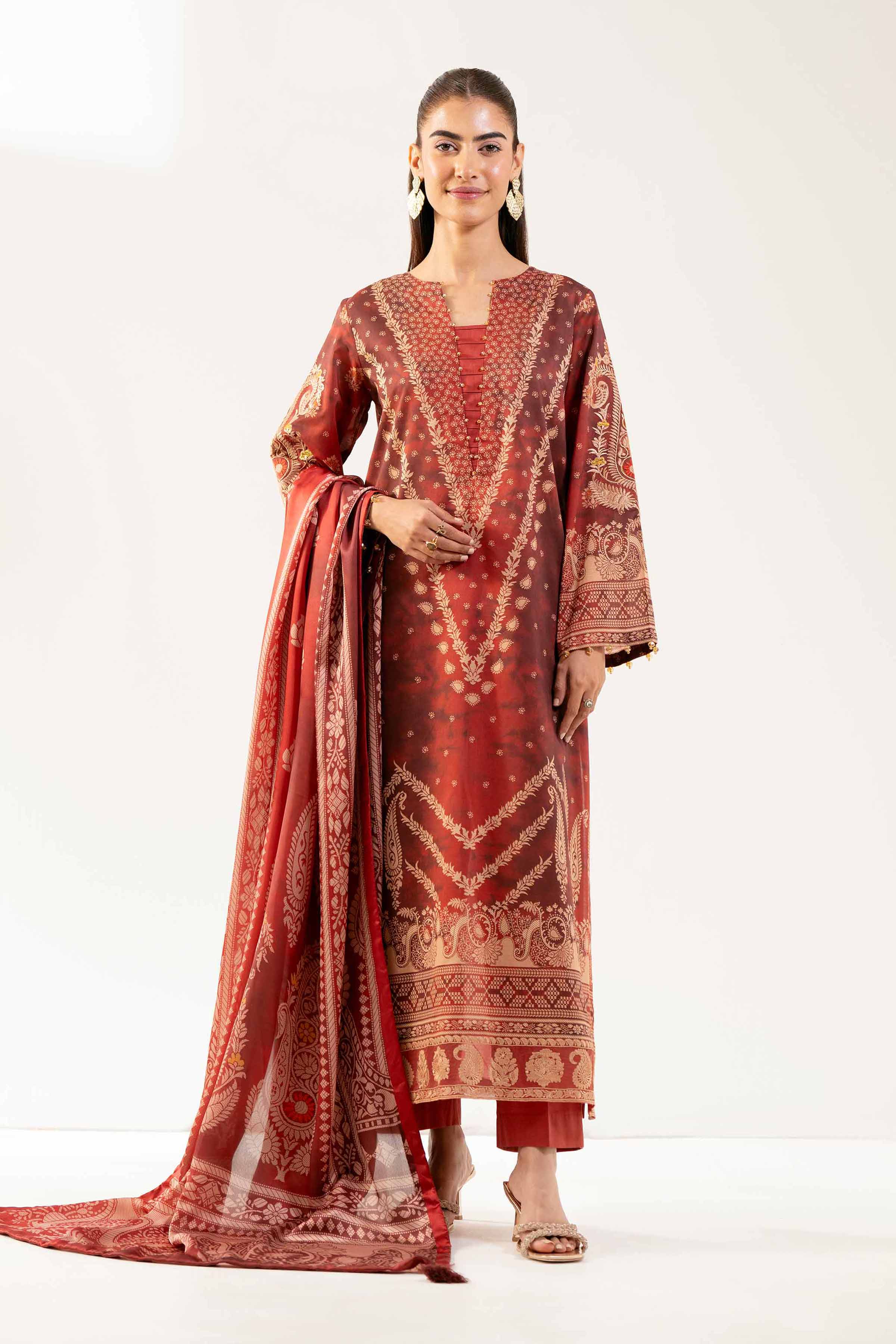 3 Piece - Digital Printed Embroidered Suit - 42501844