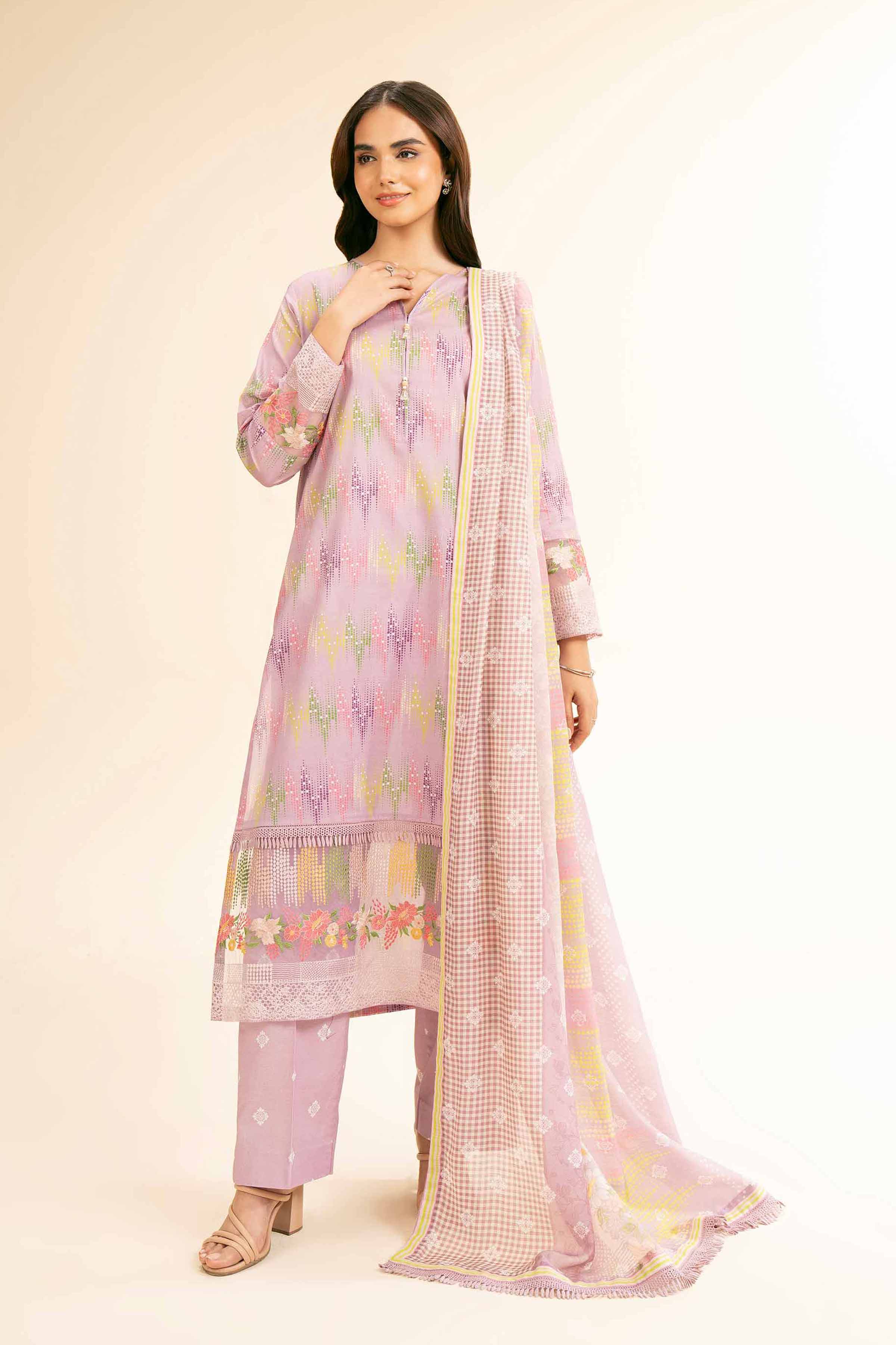 3 Piece - Printed Embroidered Suit - 42501311