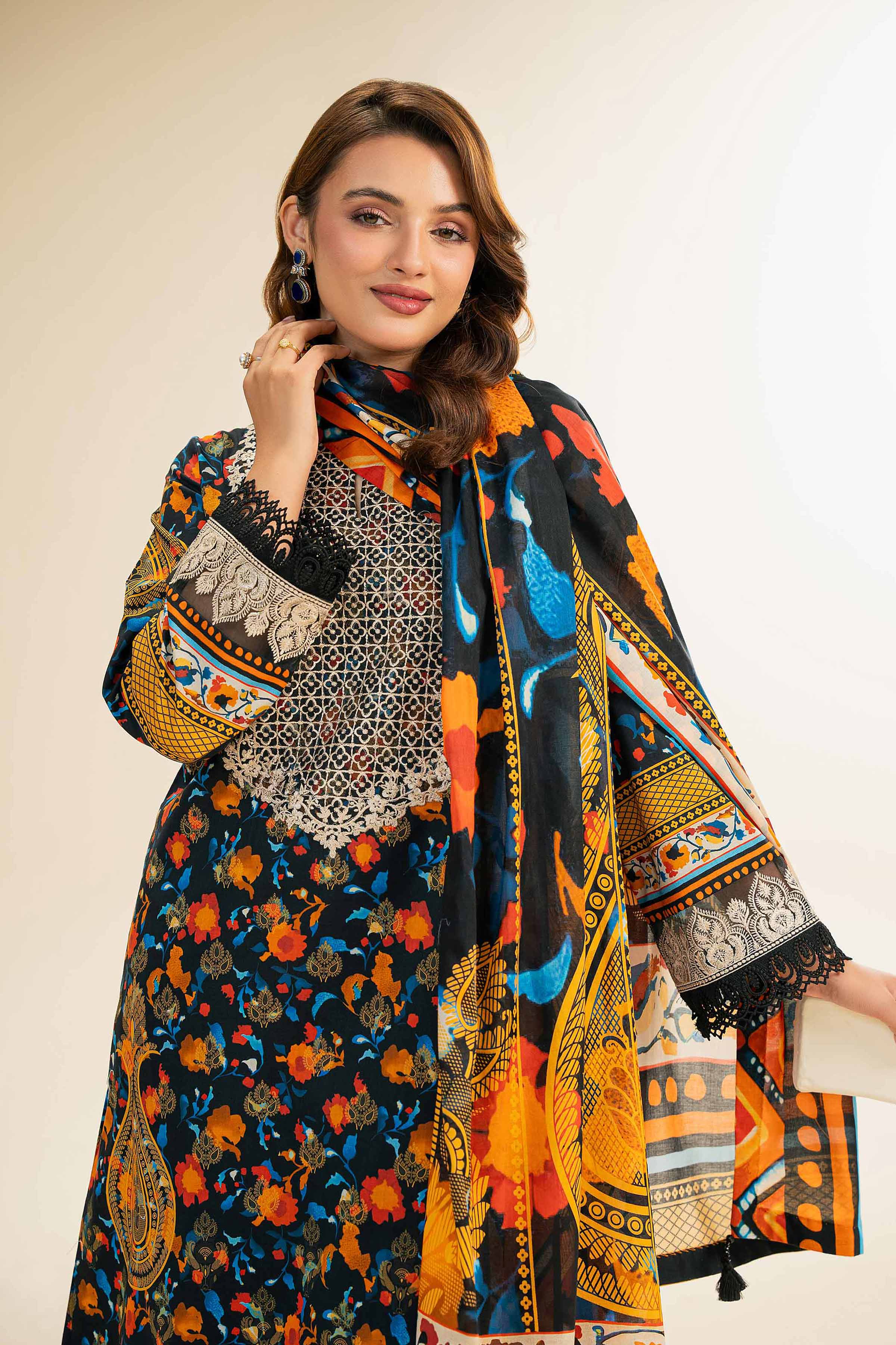 3 Piece - Digital Printed Embroidered Suit - 42501178