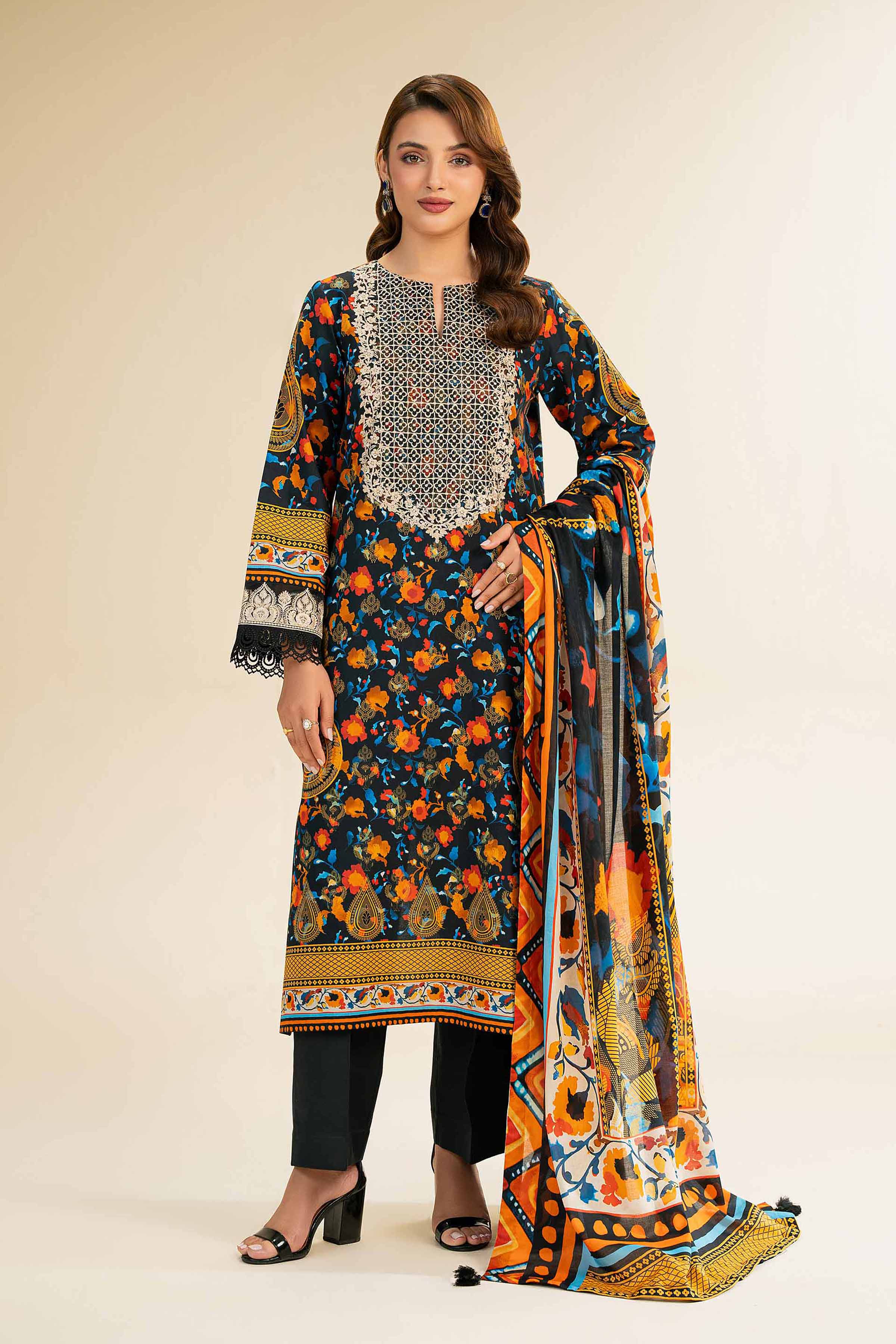3 Piece - Digital Printed Embroidered Suit - 42501178