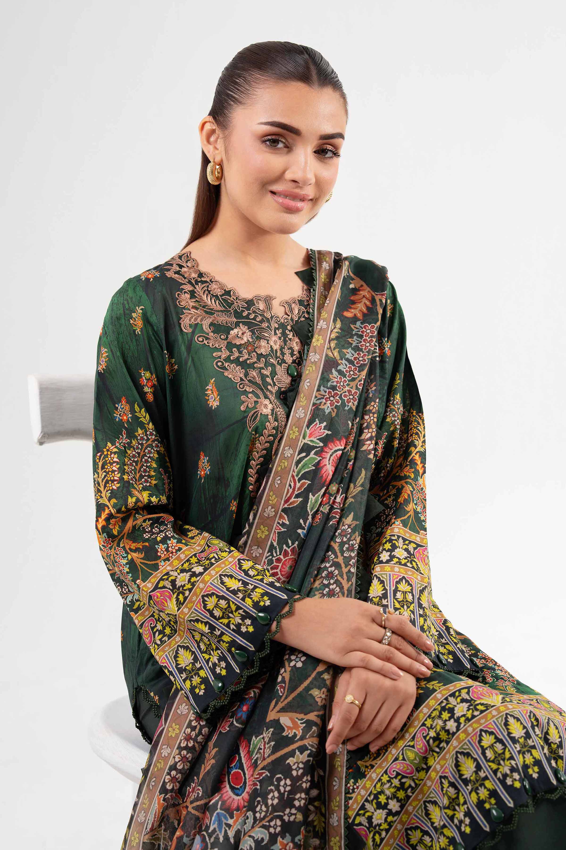 3 Piece - Digital Printed Embroidered Suit - 42502136